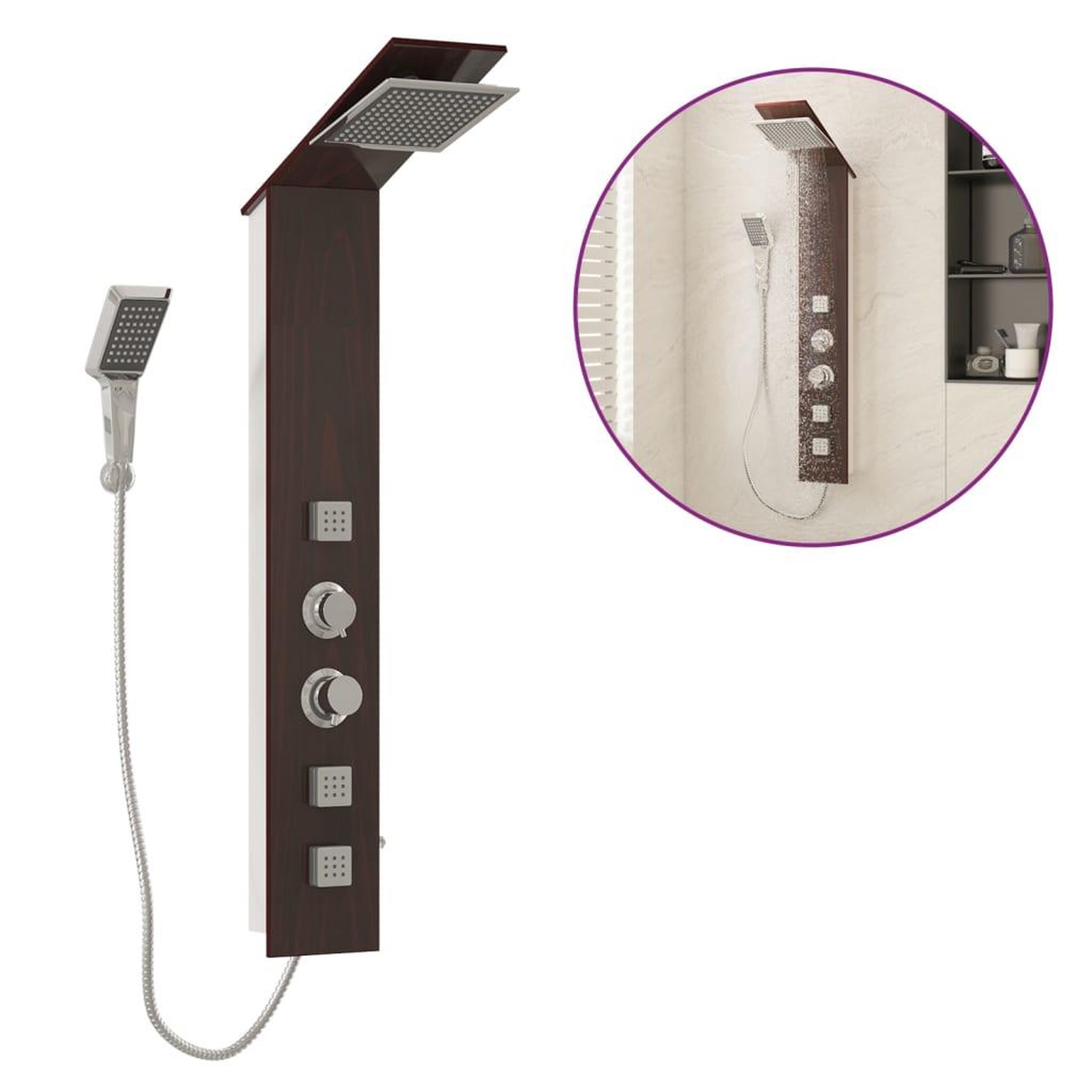 Voir la diapositive 2 : VIDAXL Systeme de panneau de douche Verre Marron