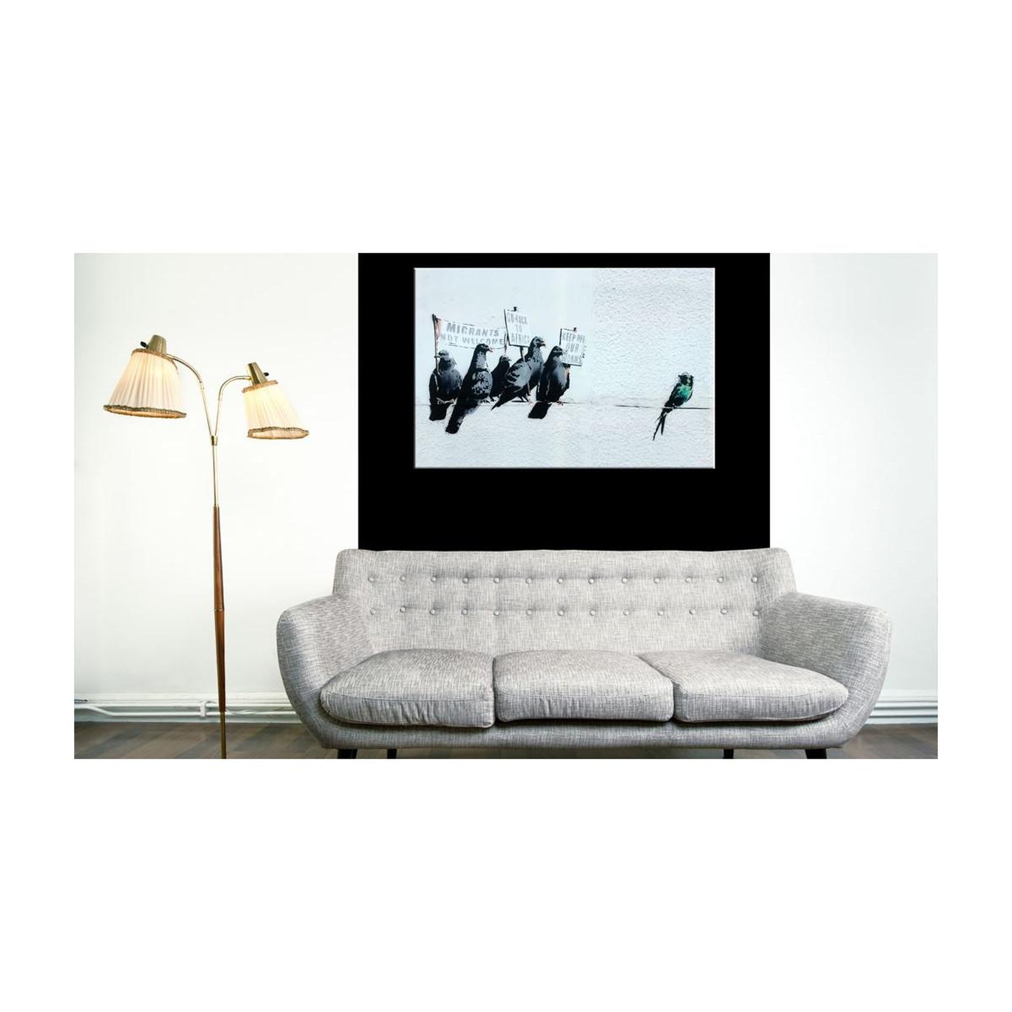 Voir la diapositive 2 : Paris Prix Tableau imprimé  protesting birds - banksy