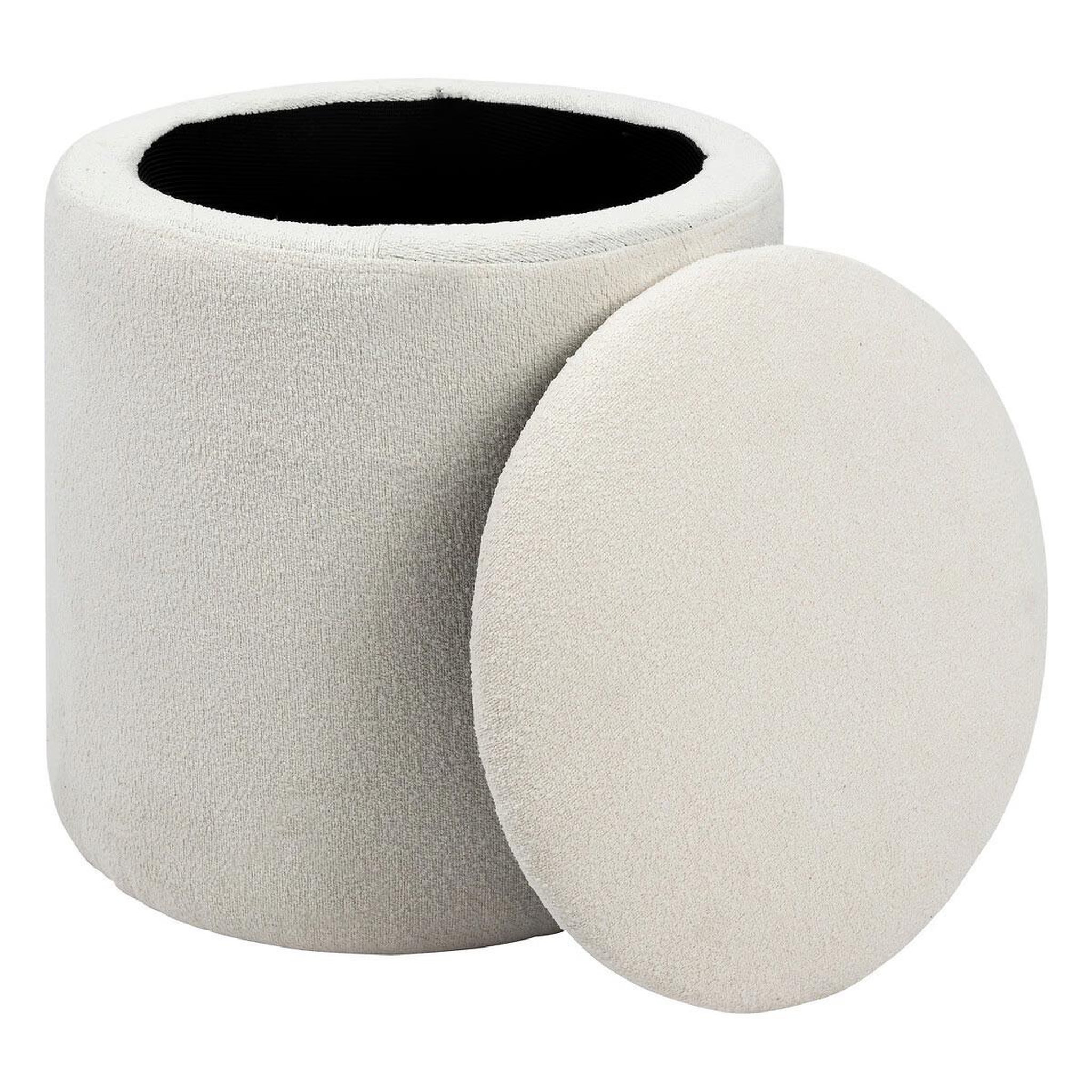 Voir la diapositive 2 : ATMOSPHERA Pouf coffre bouclette  kaydi  37cm blanc
