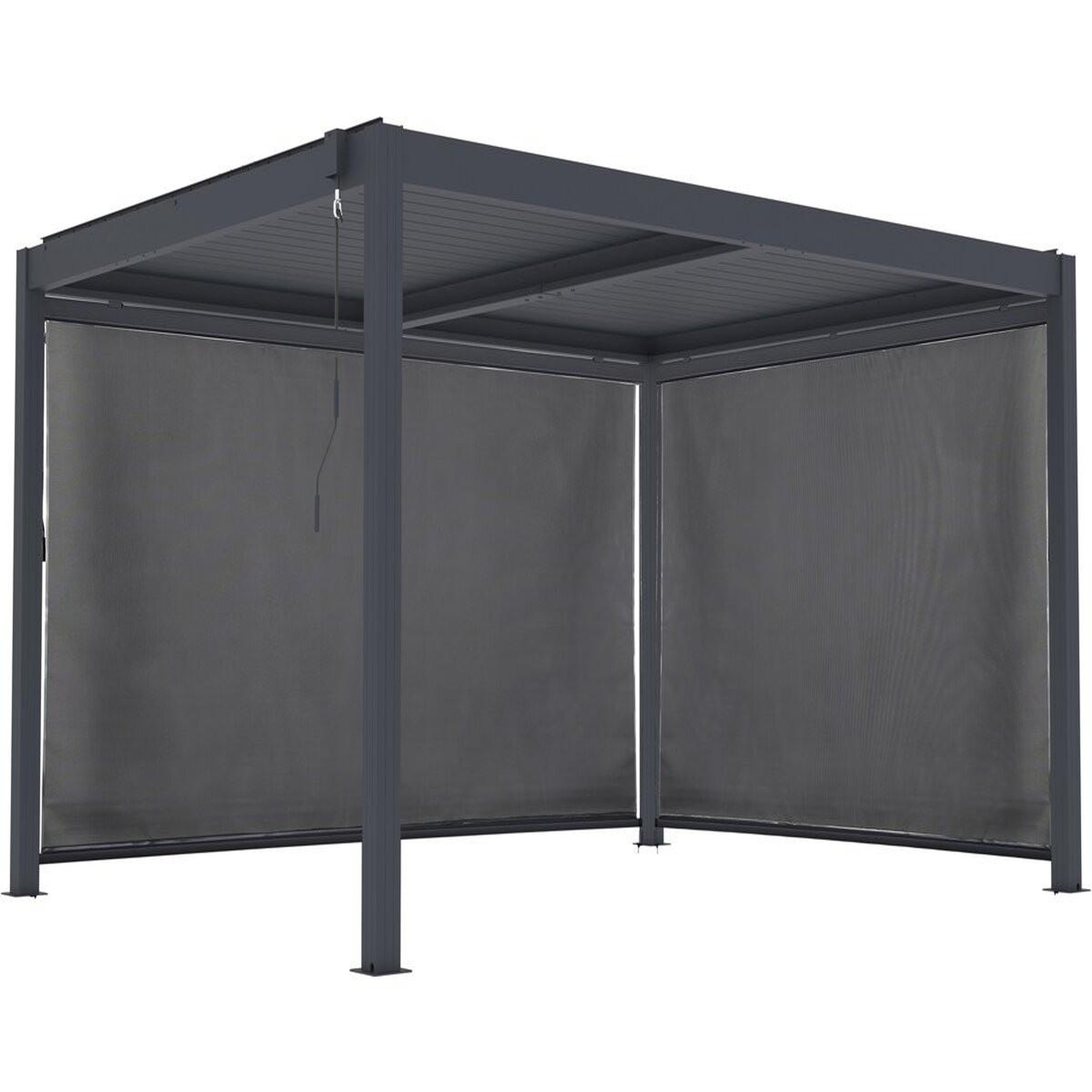 Habitat et Jardin Pergola bioclimatique avec led et 2 stores en aluminium  windsor premium  - 3 x 4 m - gris