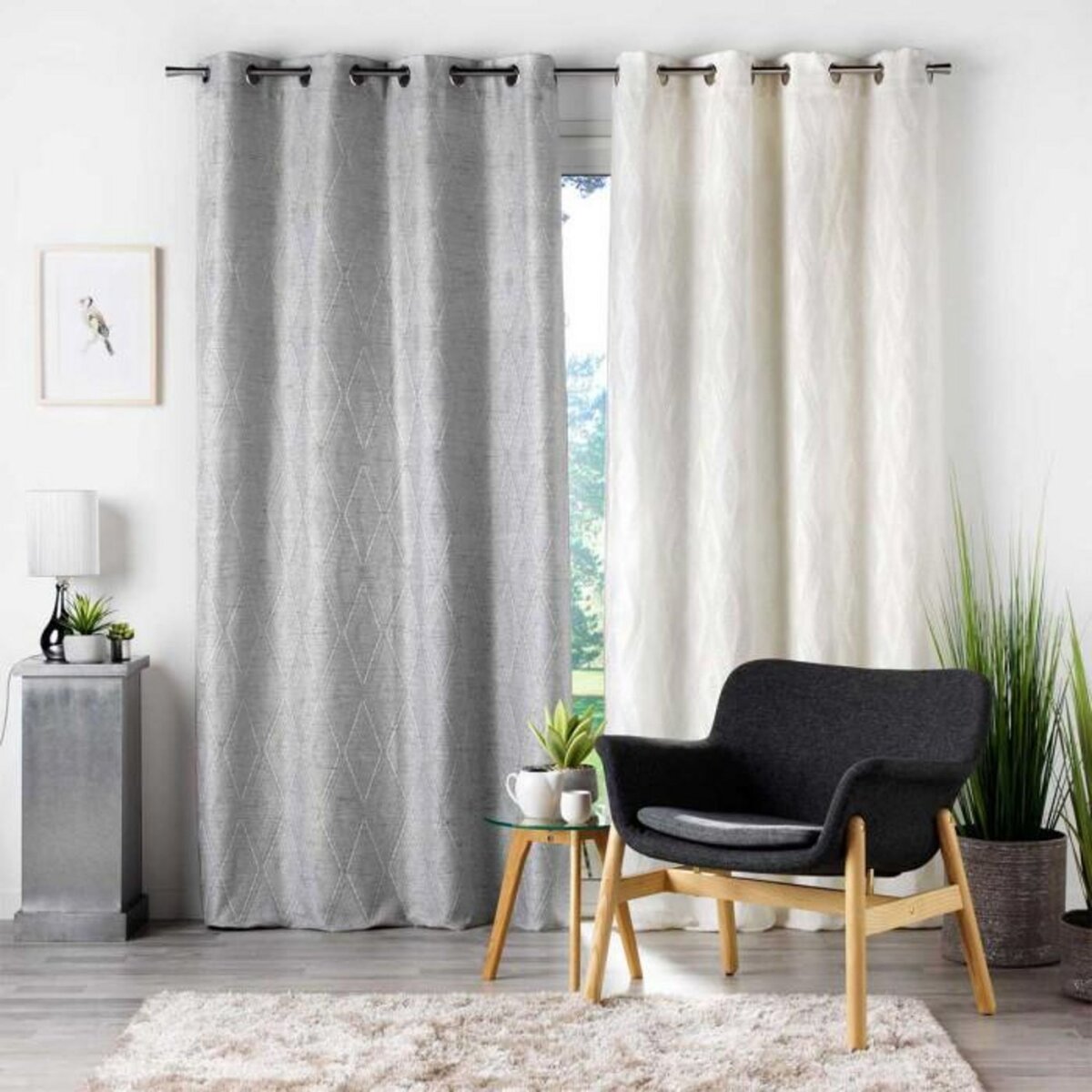 Paris Prix Rideau à Œillets Imprimé  Mezaline  140x260cm Naturel