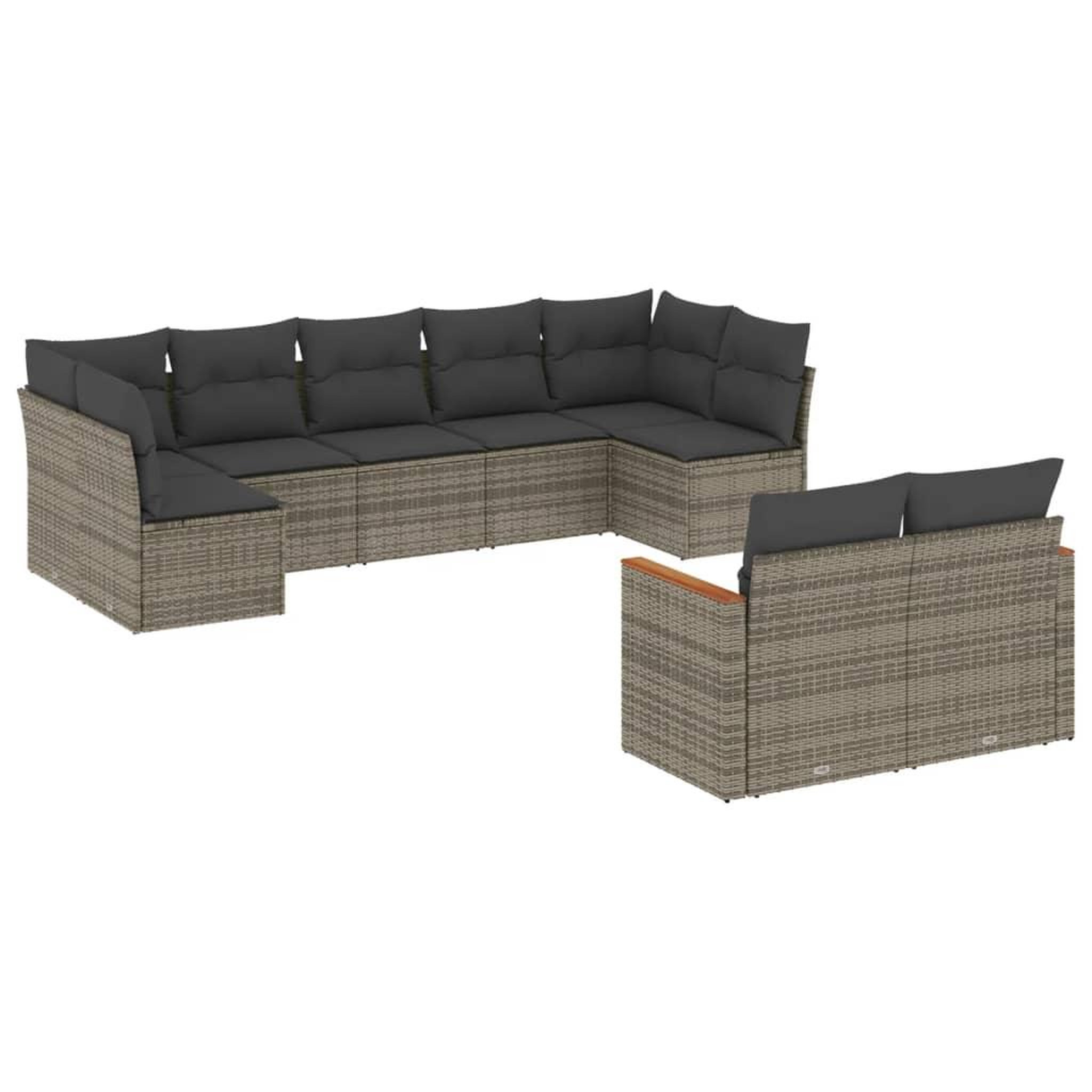 Voir la diapositive 2 : VIDAXL Salon de jardin 9 pcs avec coussins gris resine tressee