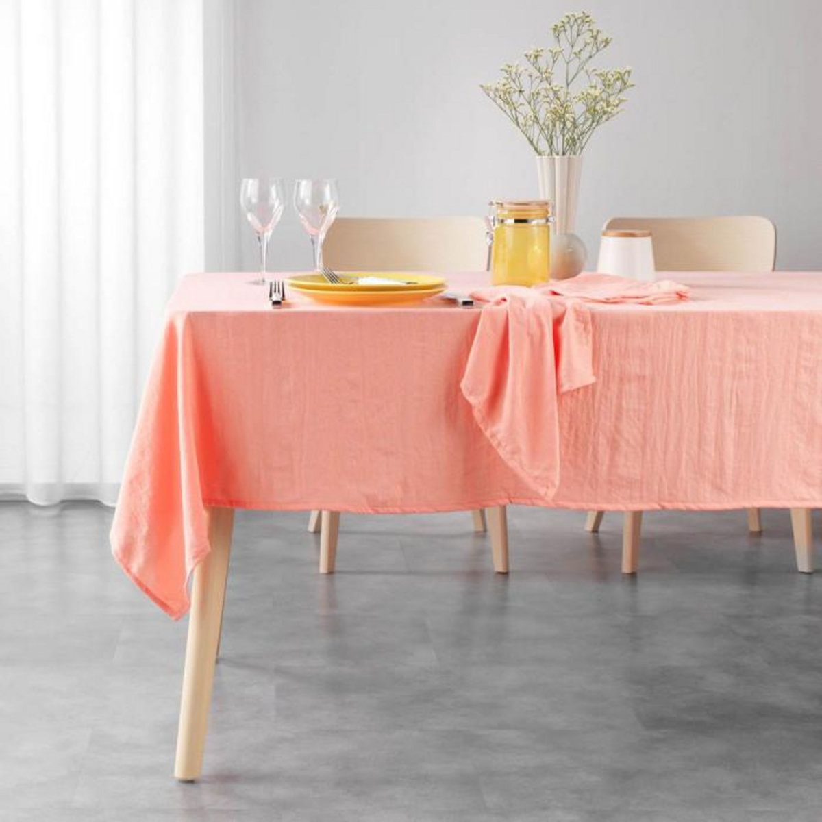 Paris Prix Nappe Microfibre  Suzy  140x240cm Corail