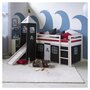 Voir la diapositive 2 : HomeStyle4U Lit mi-hauteur avec rideaux noir avec tour