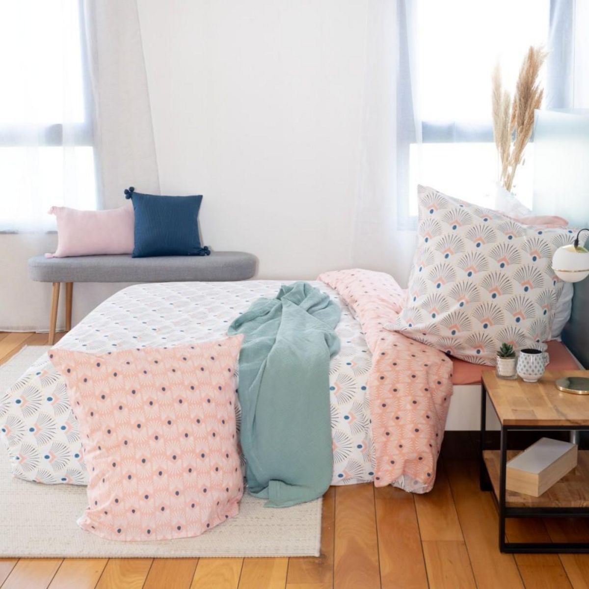 COTE DECO Housse de couette 240x220 + 2 taies MILLE Coton Bio 57 fils