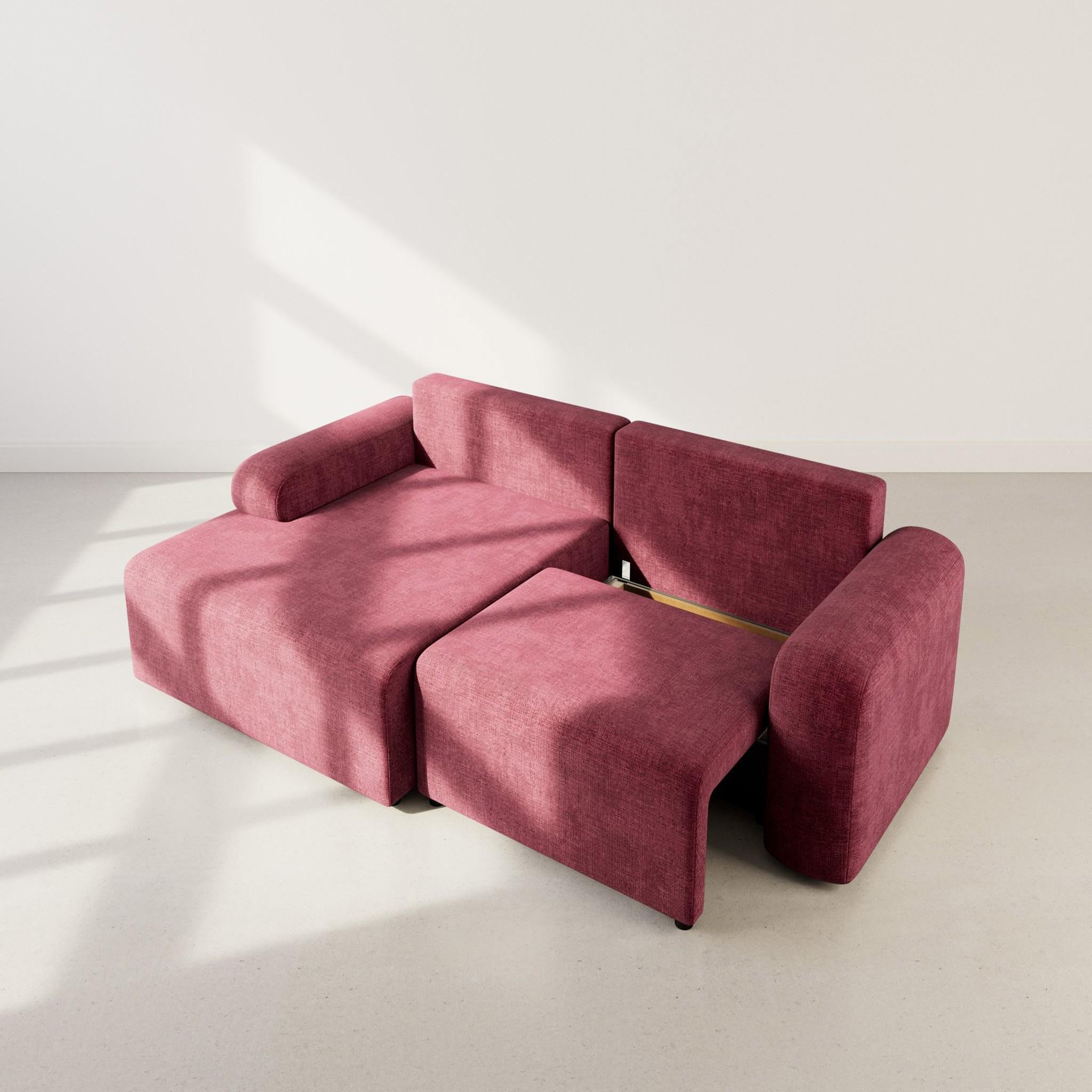 Voir la diapositive 3 : BEST MOBILIER Rebecca - canapé d'angle gauche 4 places convertible avec coffre en velours texturé
