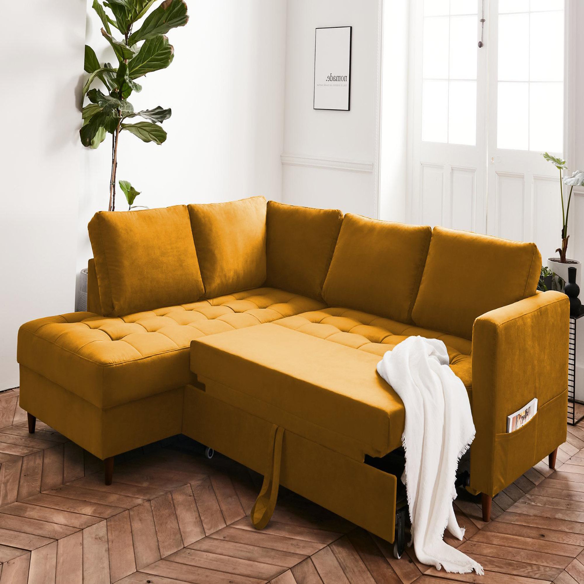 Voir la diapositive 3 : LISA DESIGN Anna - canapé d'angle gauche - 5 places - convertible - en velours