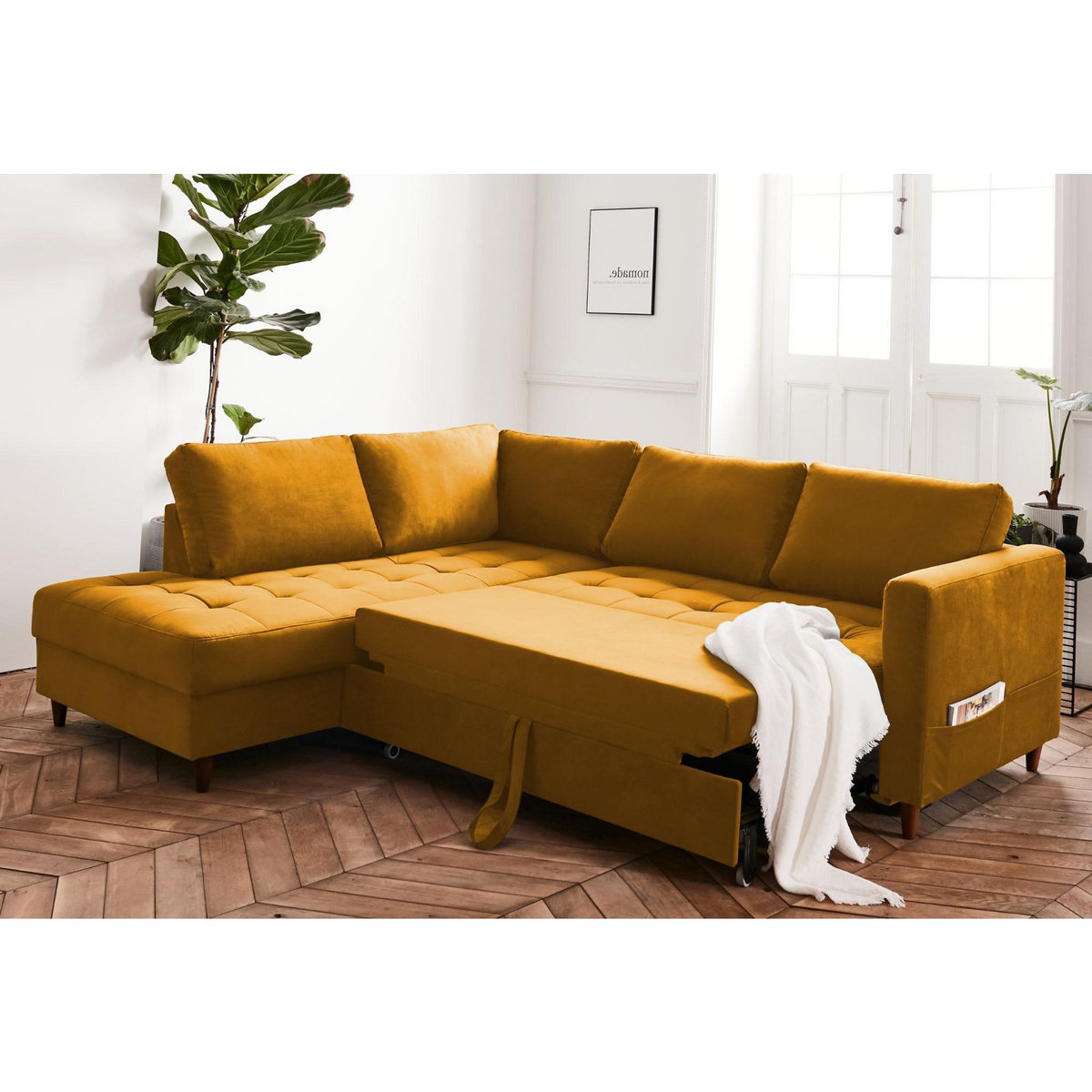 LISA DESIGN Anna - canapé d'angle gauche - 5 places - convertible - en velours