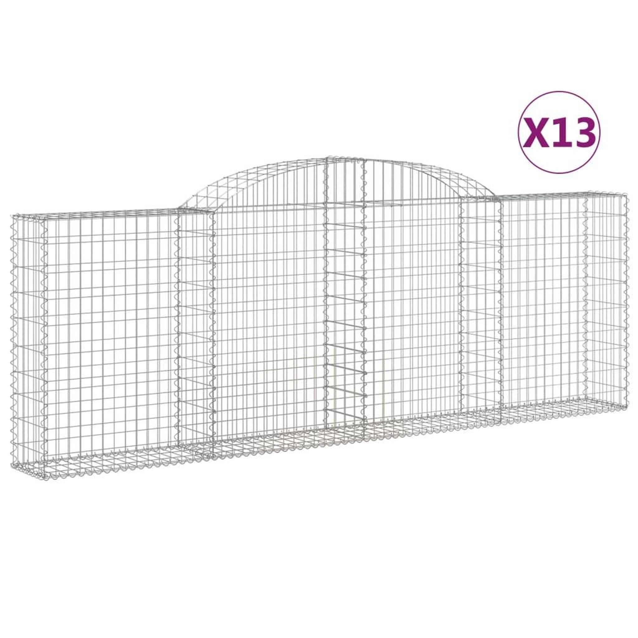 Voir la diapositive 2 : VIDAXL Paniers a gabions arques 13 pcs 300x30x100/120 cm fer galvanise