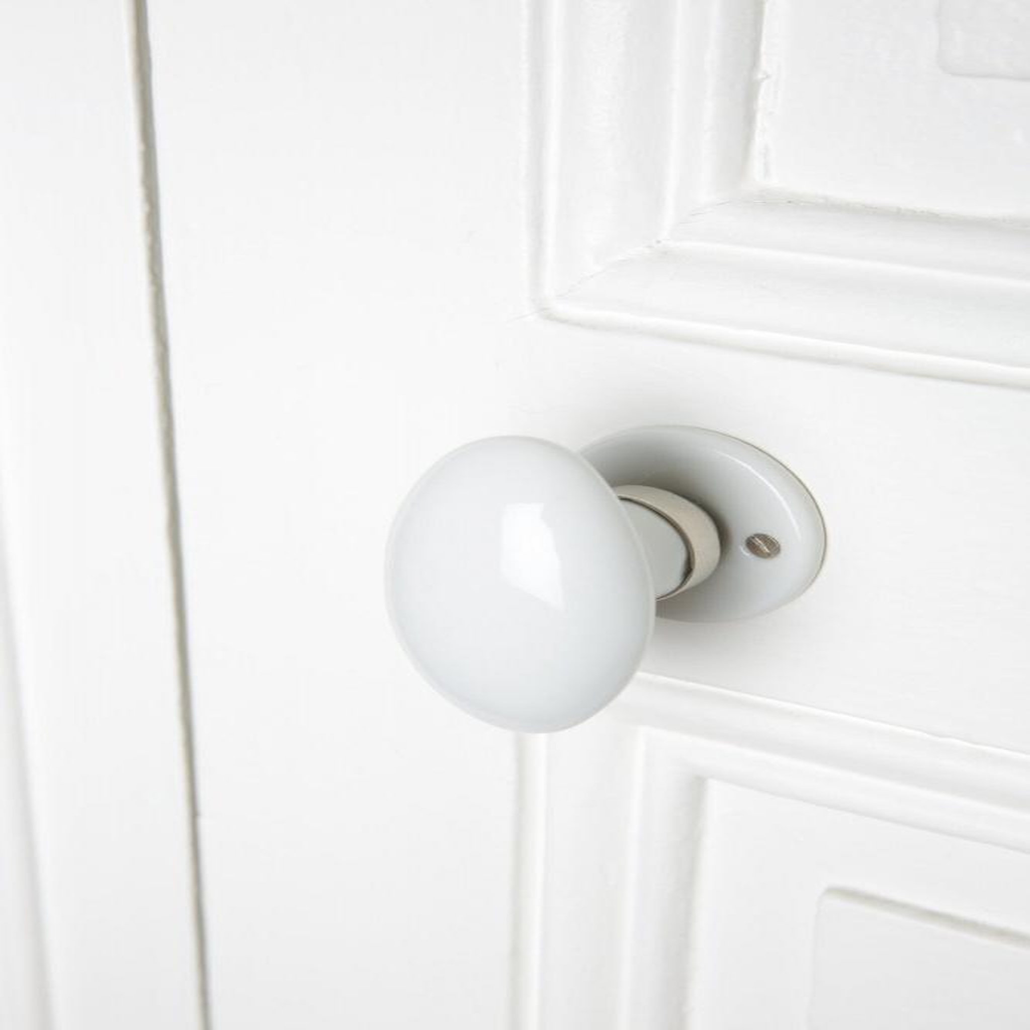 MERIGOUS Bouton de porte porcelaine, blanc nickelé mat inspire, porcelaine sans trou