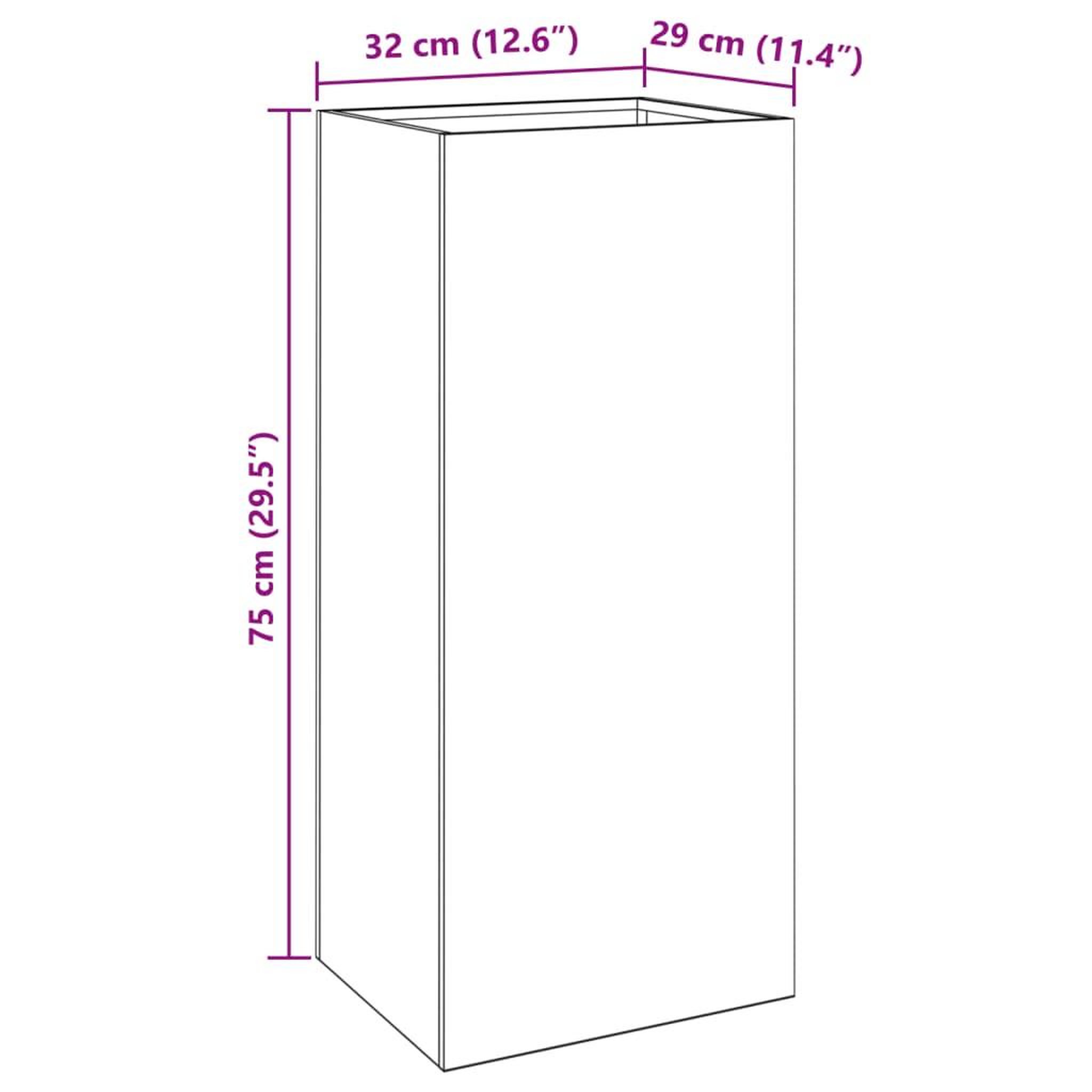Voir la diapositive 6 : VIDAXL Jardiniere 32x29x75 cm acier corten