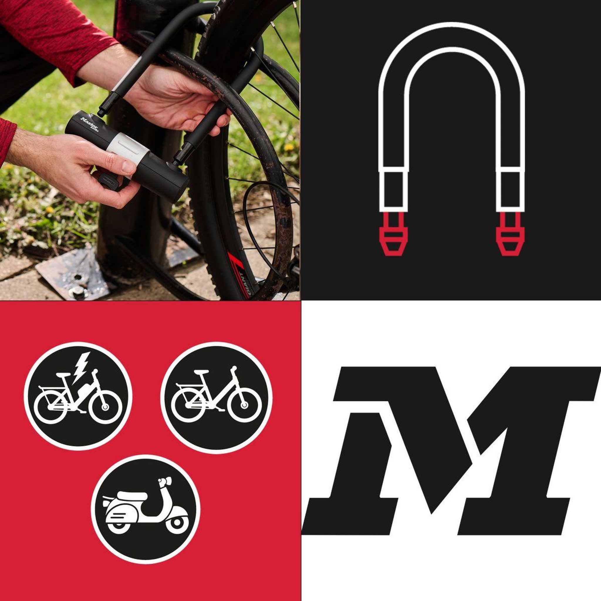 Voir la diapositive 5 : Master lock Antivol en U vélo - MASTER LOCK - Haute résistance - Support universel - a clé