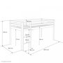 Voir la diapositive 4 : HomeStyle4U Lit mi- haut Blanc 90x200 en hauteur avec echelle et rideau Pirate