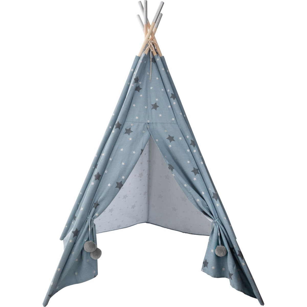 ATMOSPHERA FOR KIDS Tipi Déco Enfant à 5 Pieds avec Pompons Argent