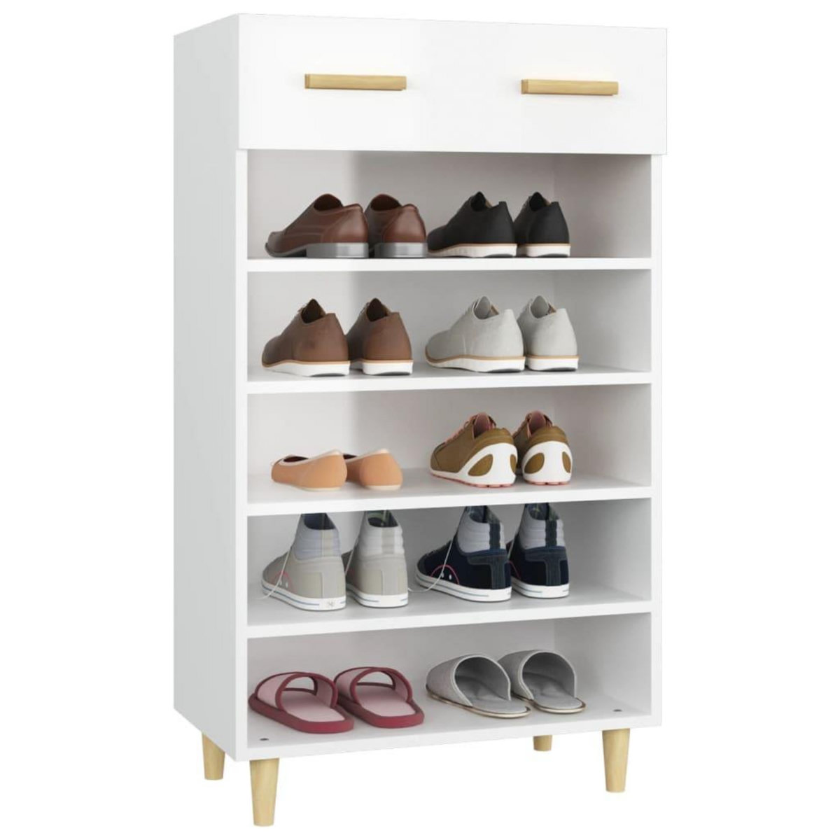 VIDAXL Armoire a chaussure Blanc brillant 60x35x105 cm Bois ingenierie