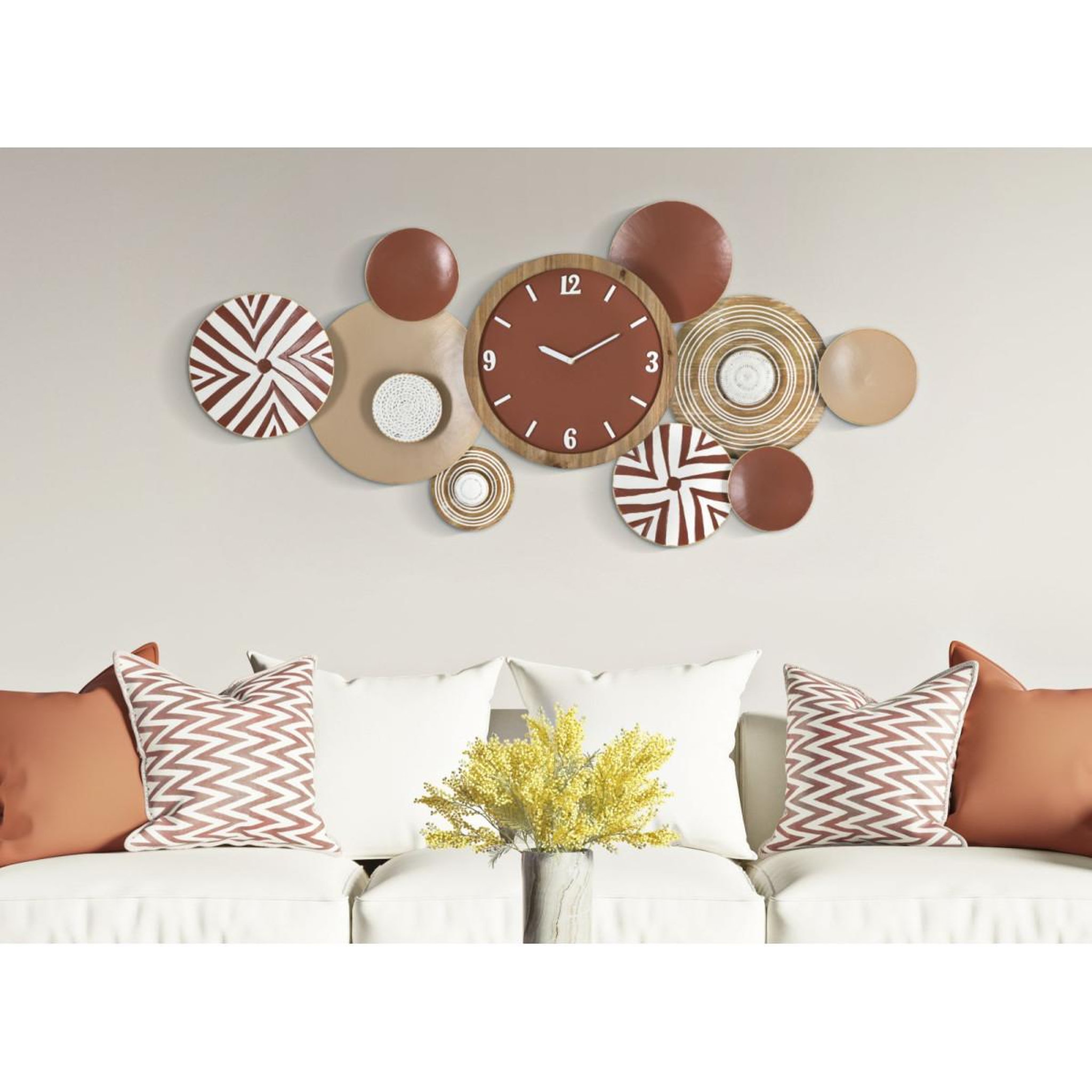 Voir la diapositive 5 : Paris Prix Horloge murale en métal  etnic  127cm multicolore