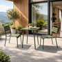 Voir la diapositive 5 : CONCEPT USINE Ensemble table de jardin carrée 50cm et 2 chaises vert BERGAME