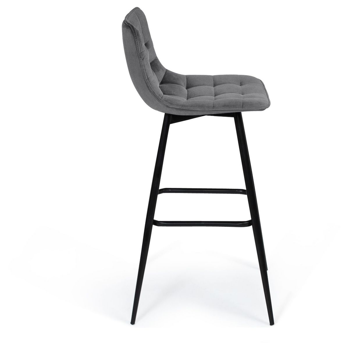 Lot de 4 tabourets chaises de bar assise velour pieds métal SIA