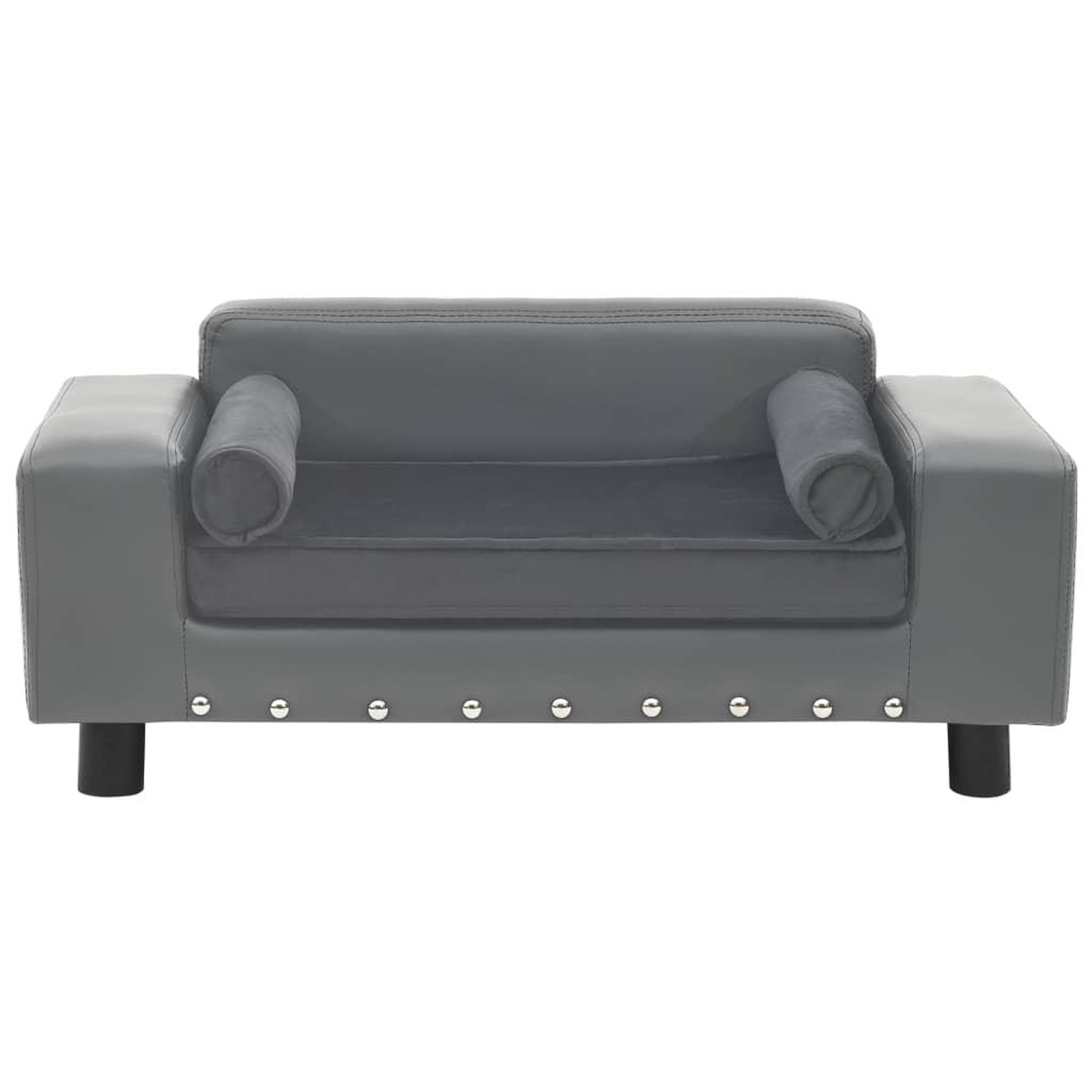 Voir la diapositive 2 : VIDAXL Canape pour chien Gris 81x43x31 cm Peluche et similicuir