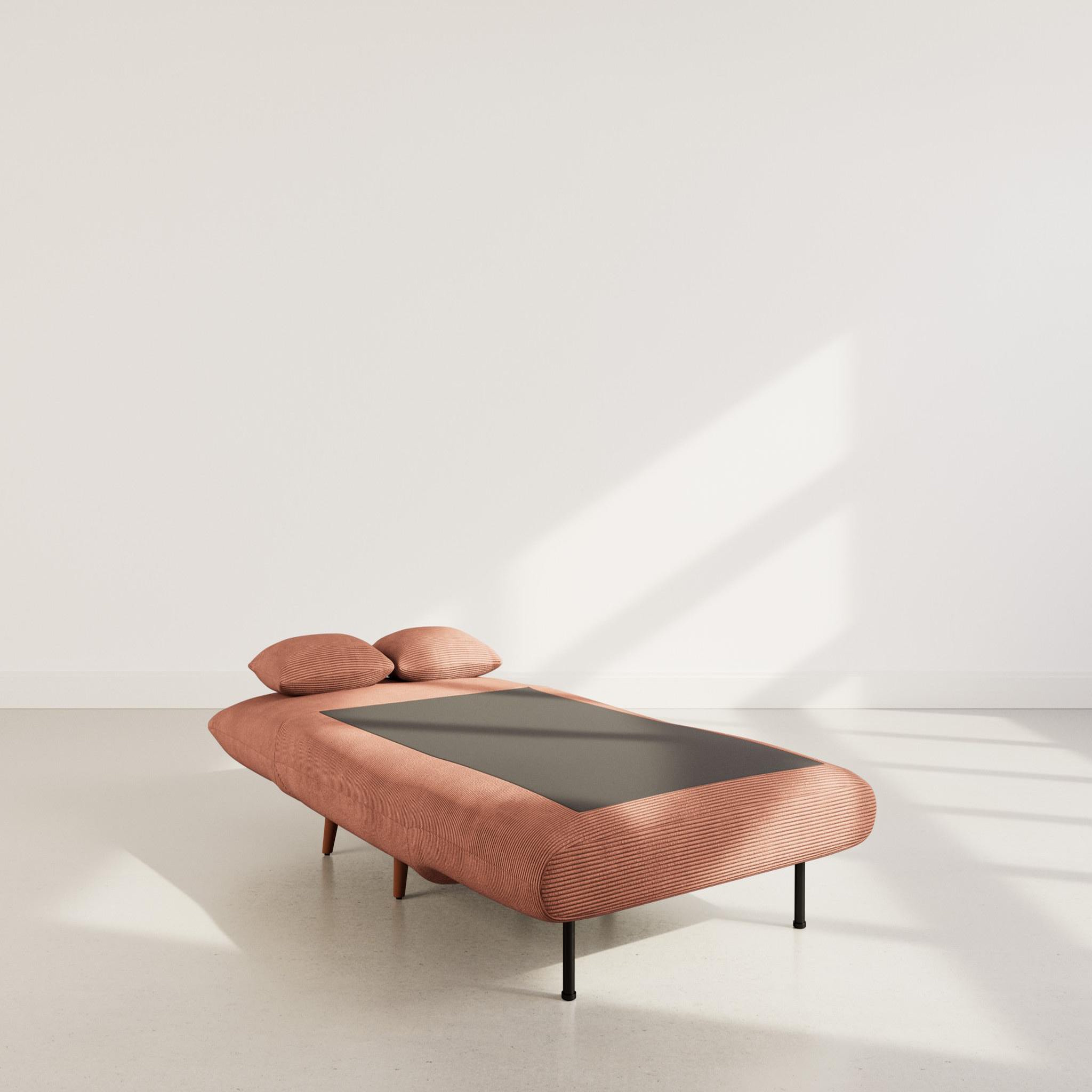 Voir la diapositive 3 : BEST MOBILIER Lumi - banquette convertible clic-clac 1 place en velours côtelé