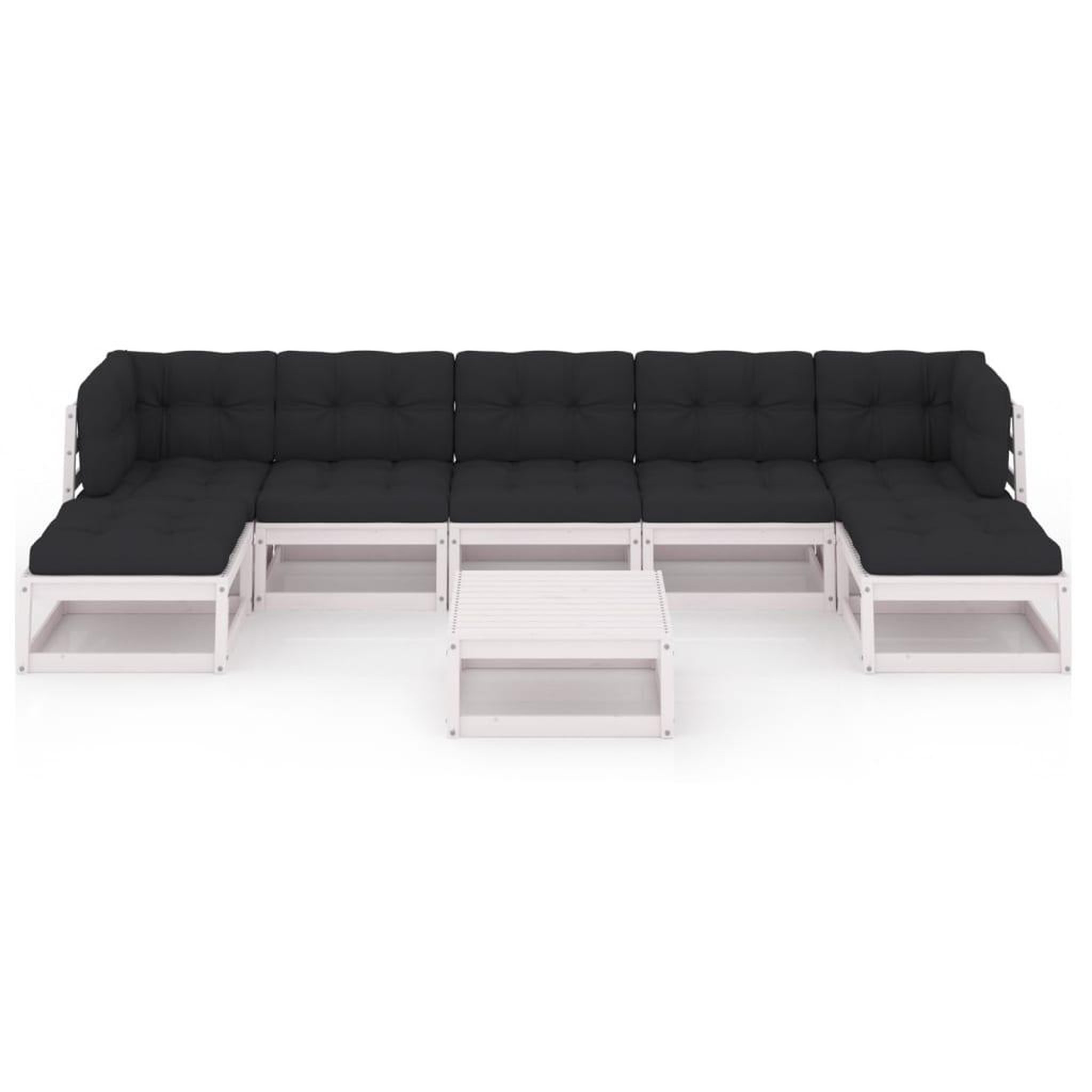 Voir la diapositive 3 : VIDAXL Salon de jardin avec coussins 8 pcs blanc bois de pin massif