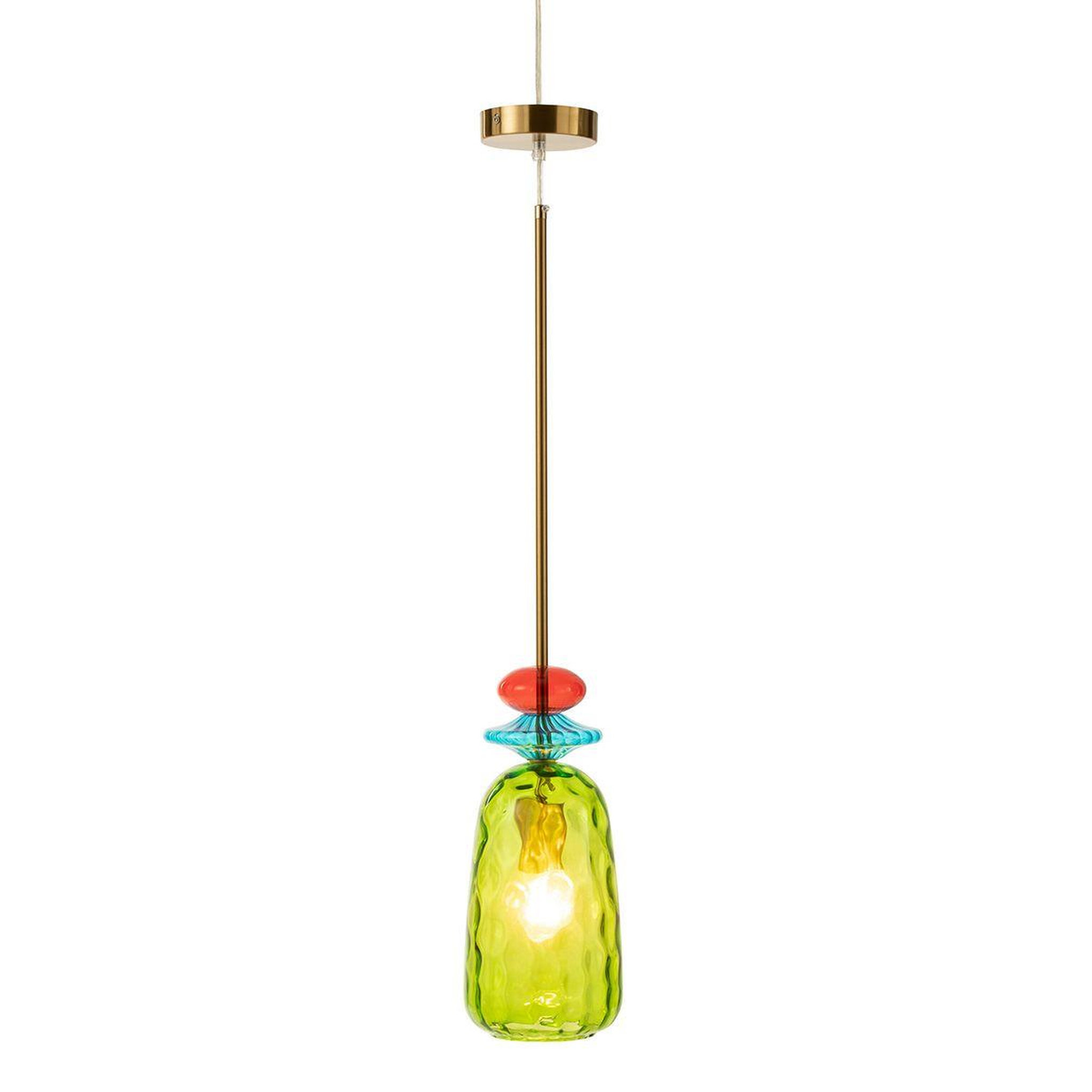 Voir la diapositive 2 : J-LINE Lampe Suspension en Verre  Laurence  160cm Vert