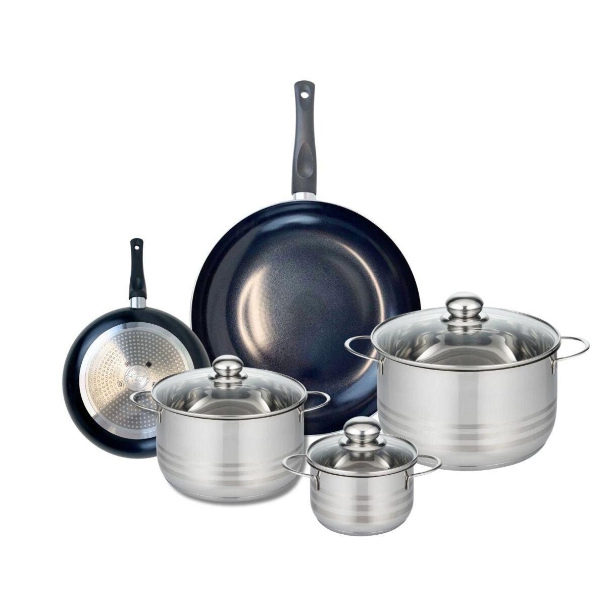 ELO Ensemble de 2 Poêles de cuisson 20 et 32 cm et 3 faitouts 14, 20 et 24 cm Elo Prima Brillant