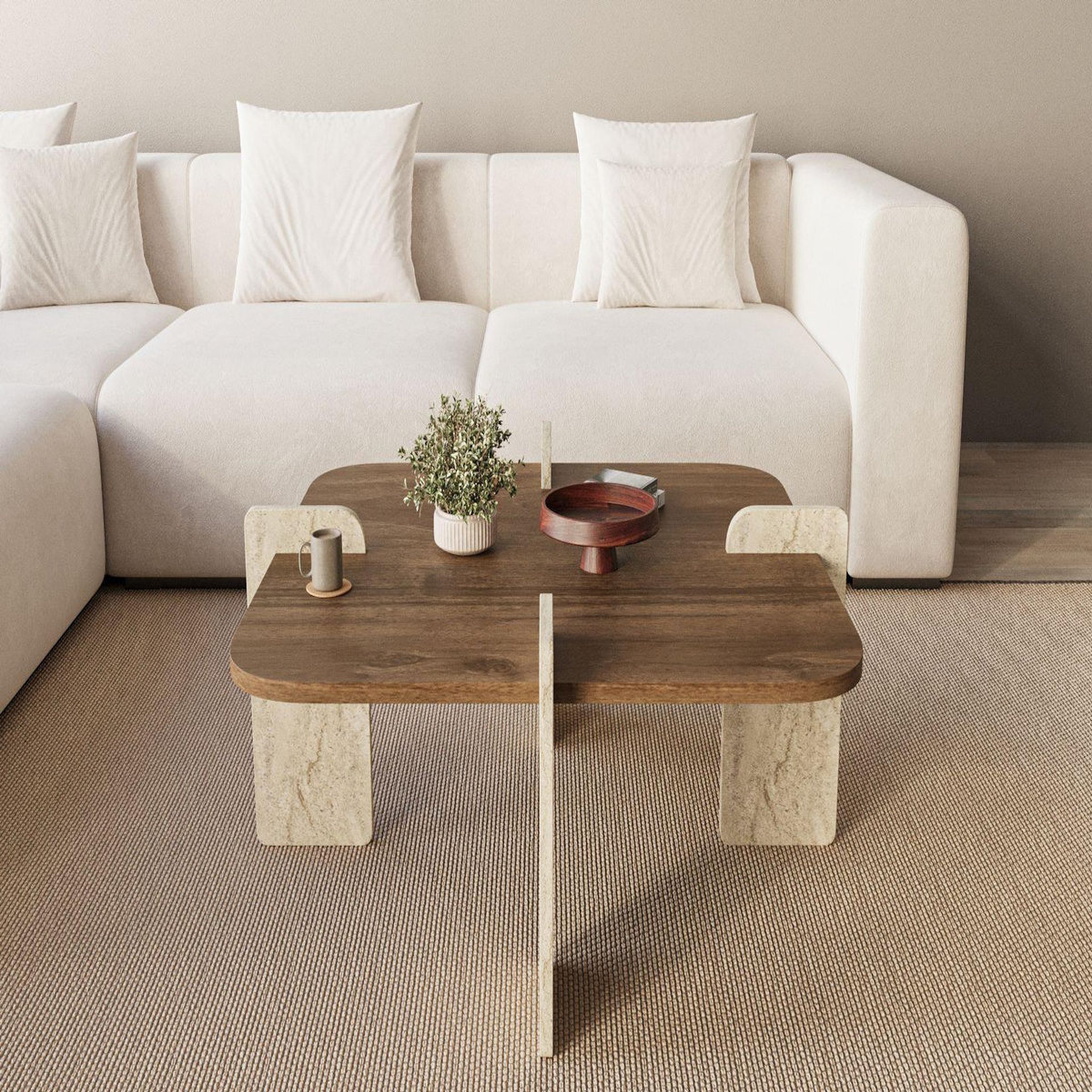 Habitat et Jardin Table basse en bois  Poalla  - 90 x 90 x 35 cm - Marron