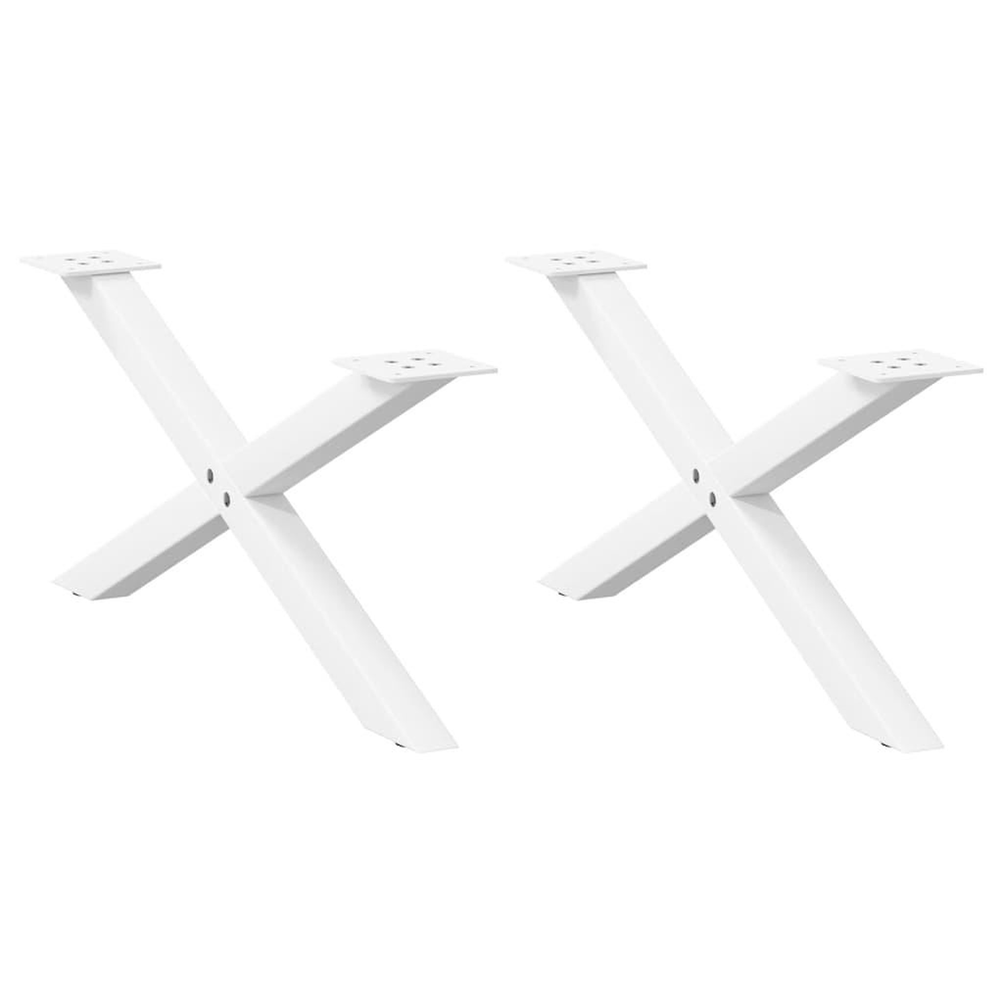 VIDAXL Pieds de table basse forme de X 2 pcs blanc 70x(30-31) cm acier
