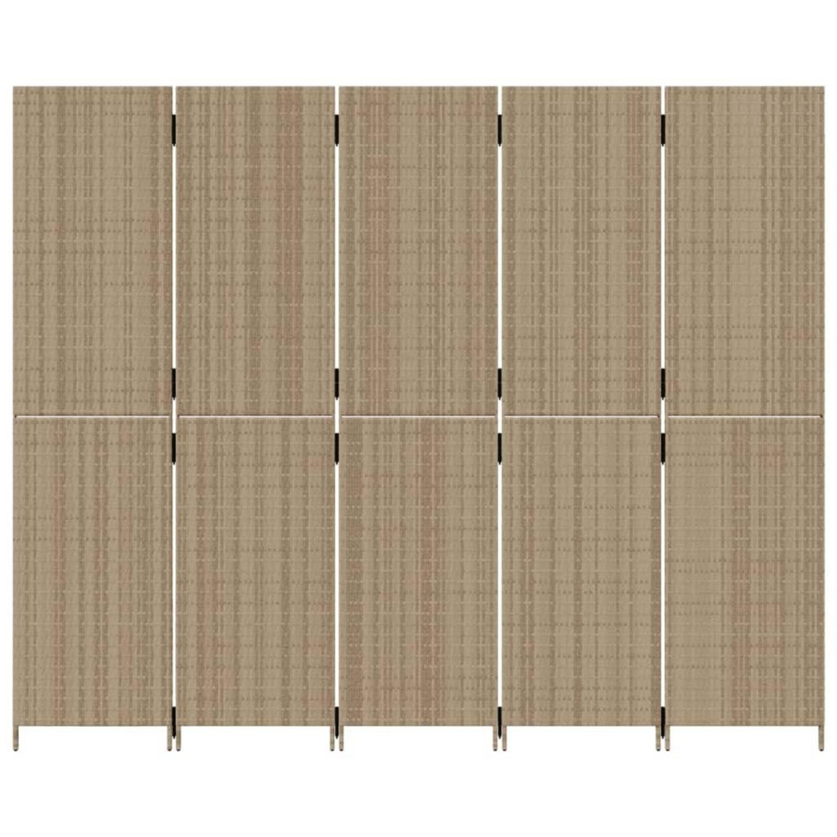 VIDAXL Cloison de separation 5 panneaux beige resine tressee