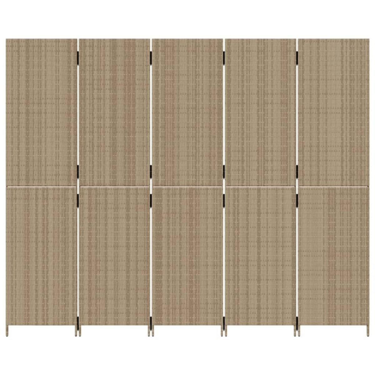 VIDAXL Cloison de separation 5 panneaux beige resine tressee