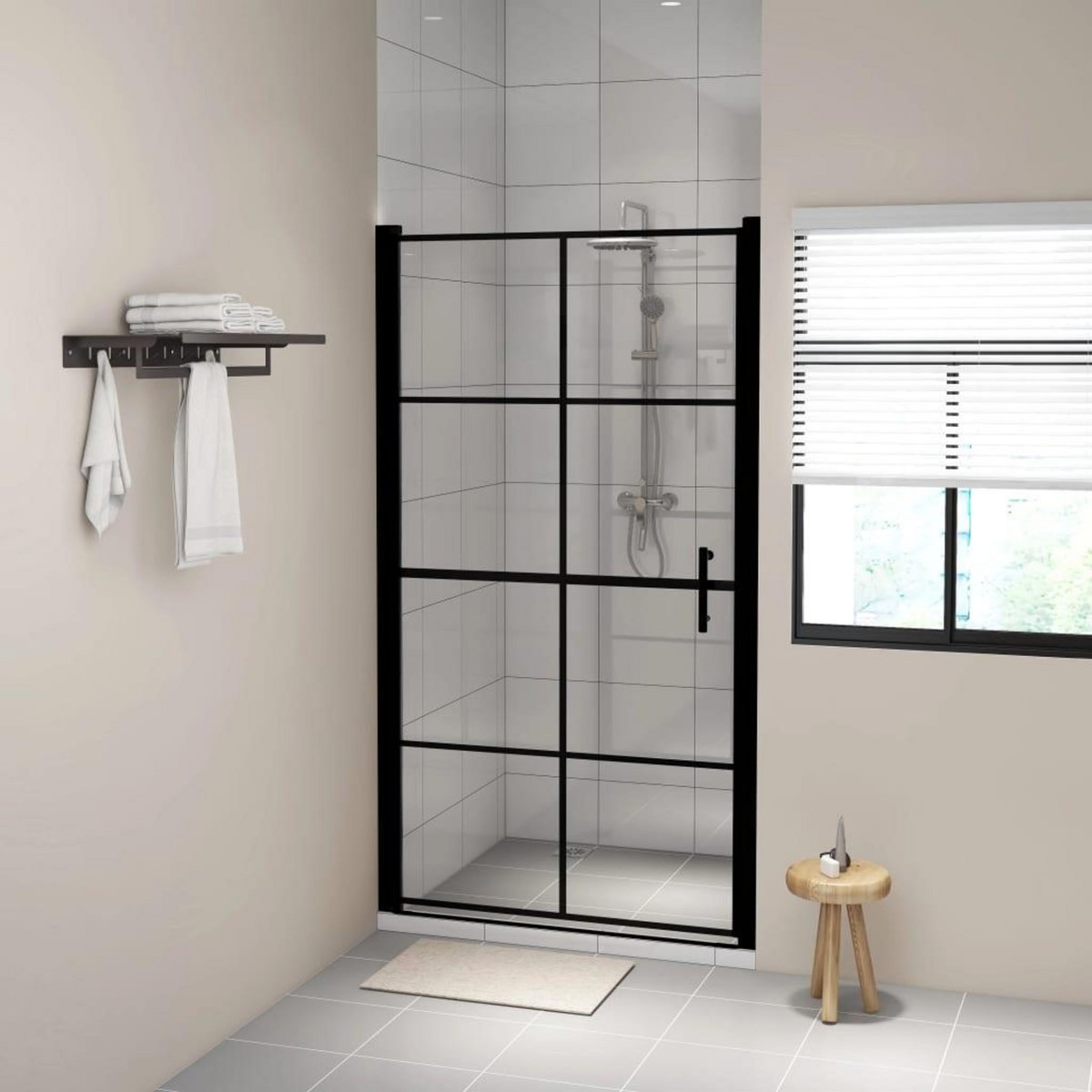 VIDAXL Porte de douche verre trempe 100x178 cm noir