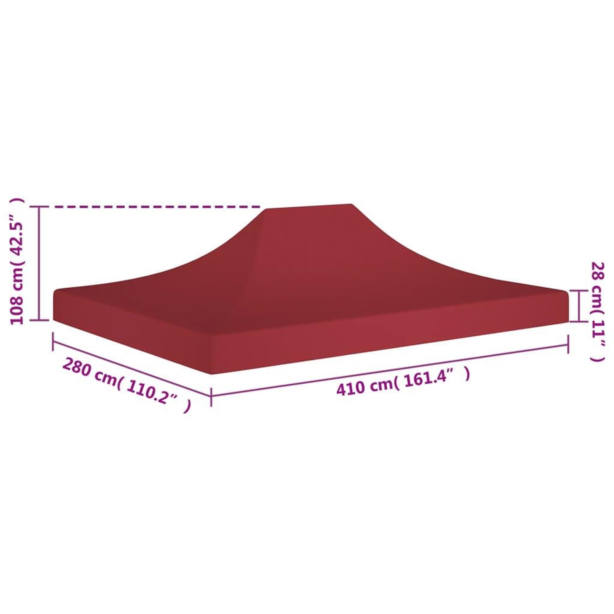 Voir la diapositive 6 : VIDAXL Toit de tente de reception 4x3 m Bordeaux 270 g/m^2