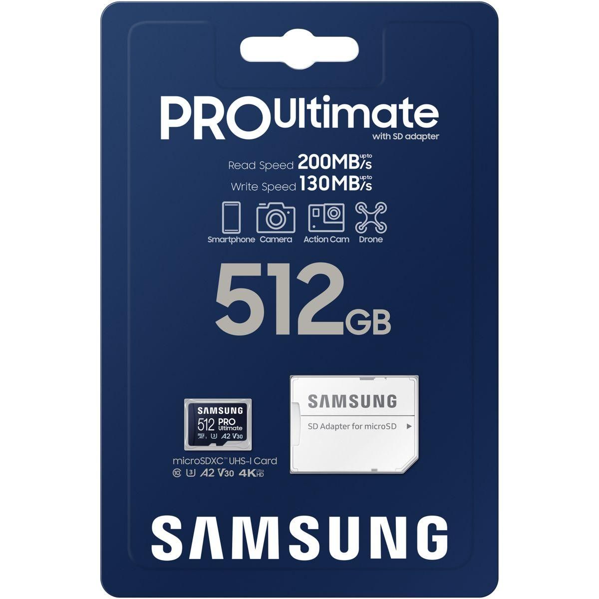 Samsung Carte Micro SD 512 Go Pro Ultimate avec adaptateur