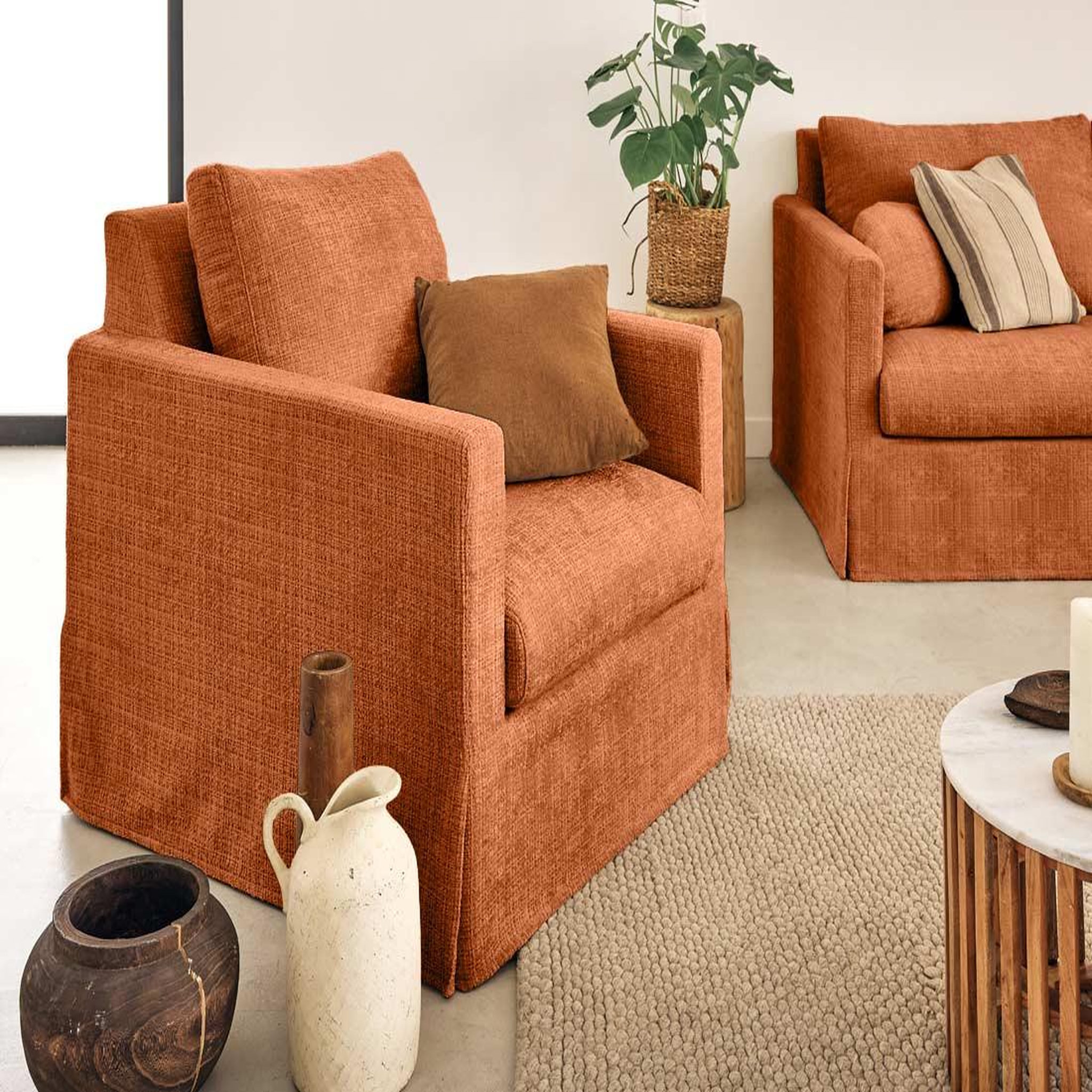 Voir la diapositive 4 : LISA DESIGN Serena - housse en velours texturé pour fauteuil