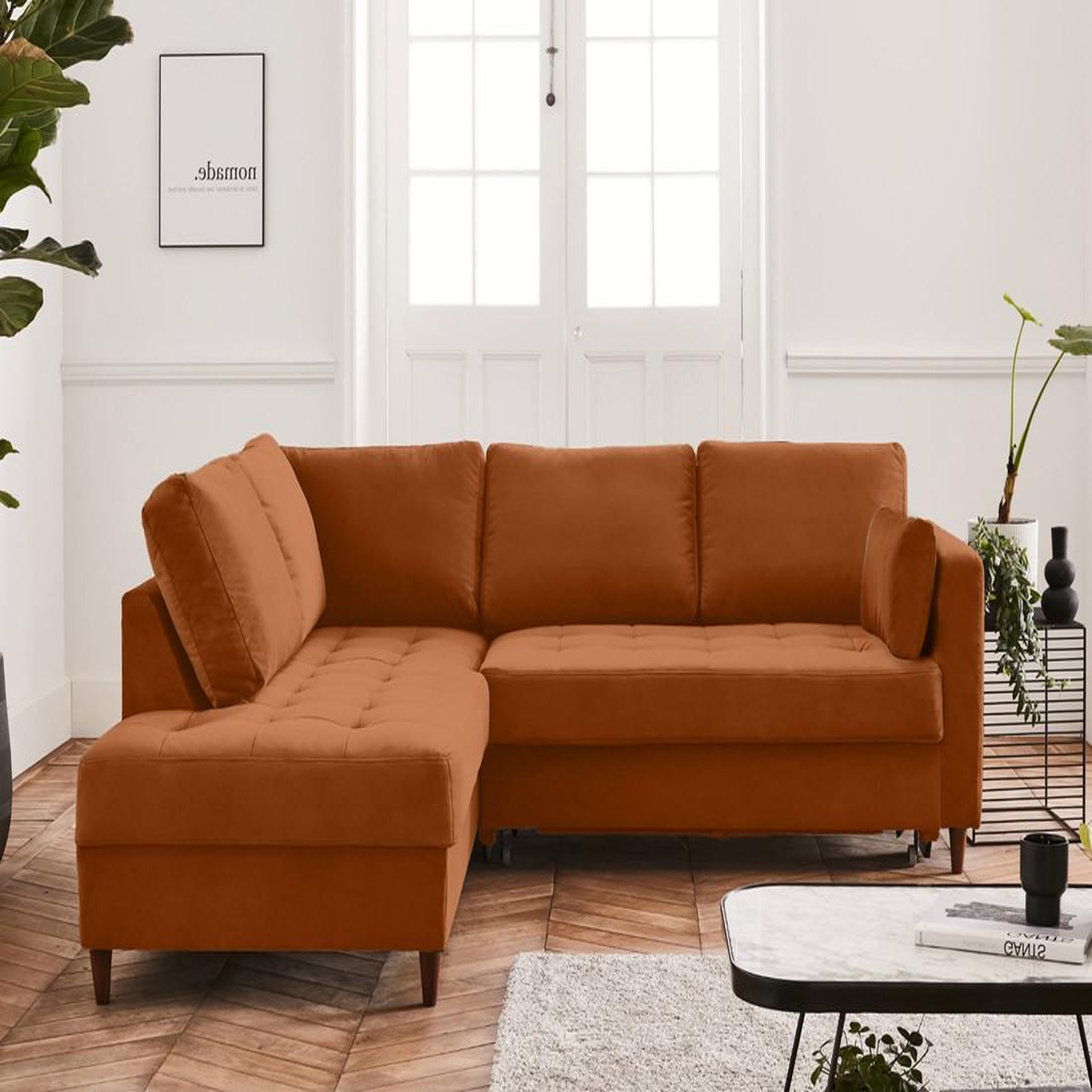 Voir la diapositive 2 : LISA DESIGN Anna - canapé d'angle gauche - 5 places - convertible - en velours