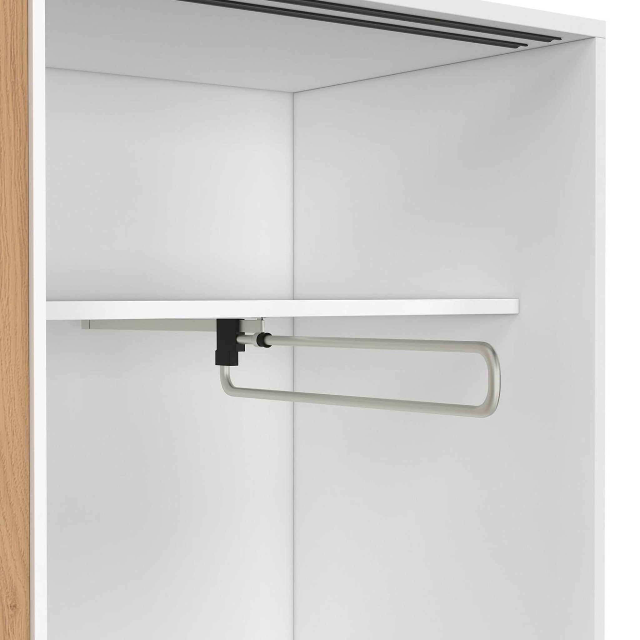 Voir la diapositive 6 : ID MARKET Armoire 2 portes coulissantes slidea blanc et bois 100 cm penderie avec étagères rangement maxi capacité