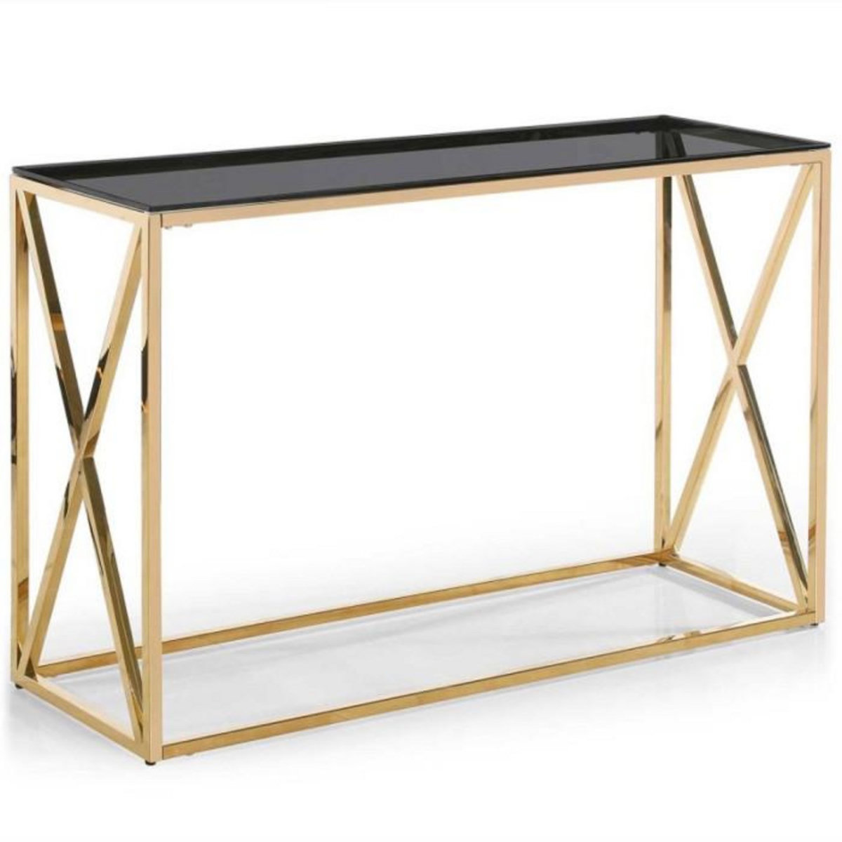 Paris Prix Console Design en Verre  Gladis  120cm Or & Noir