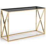Paris Prix Console Design en Verre  Gladis  120cm Or & Noir