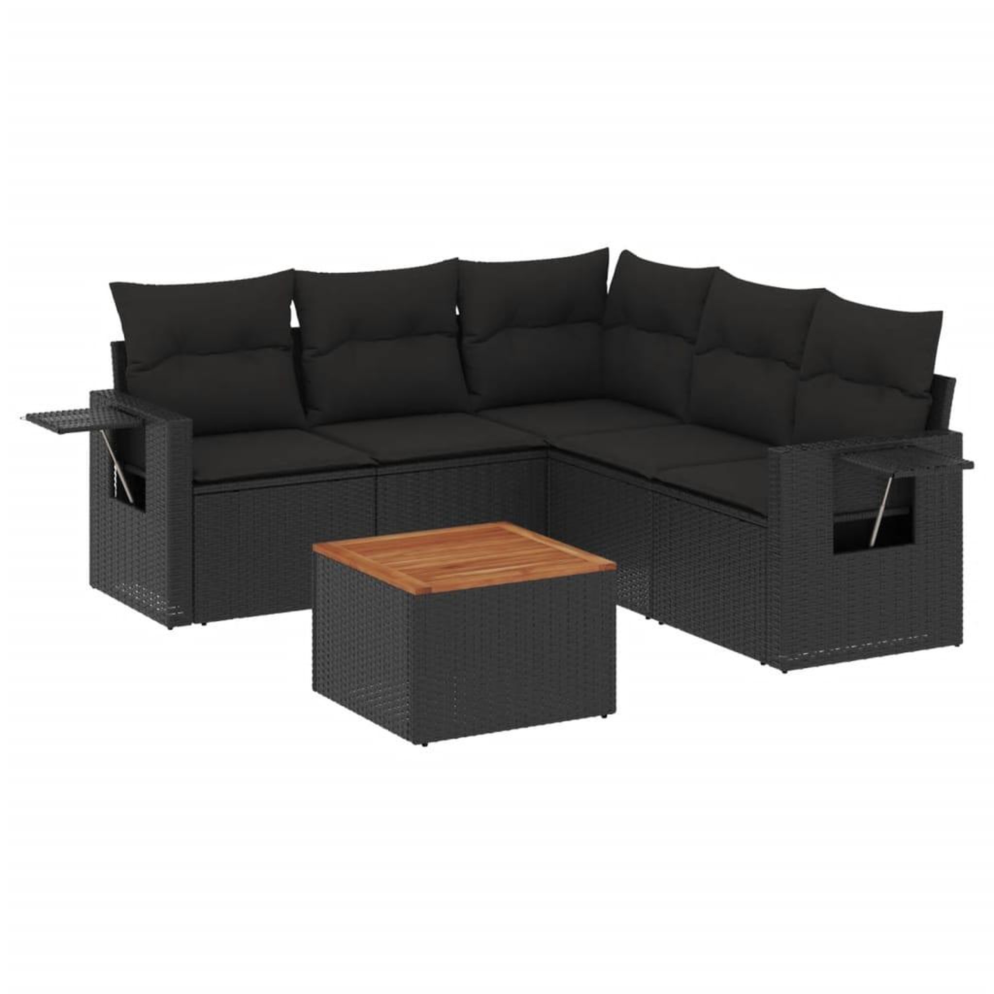 Voir la diapositive 2 : VIDAXL Salon de jardin 6 pcs avec coussins noir resine tressee