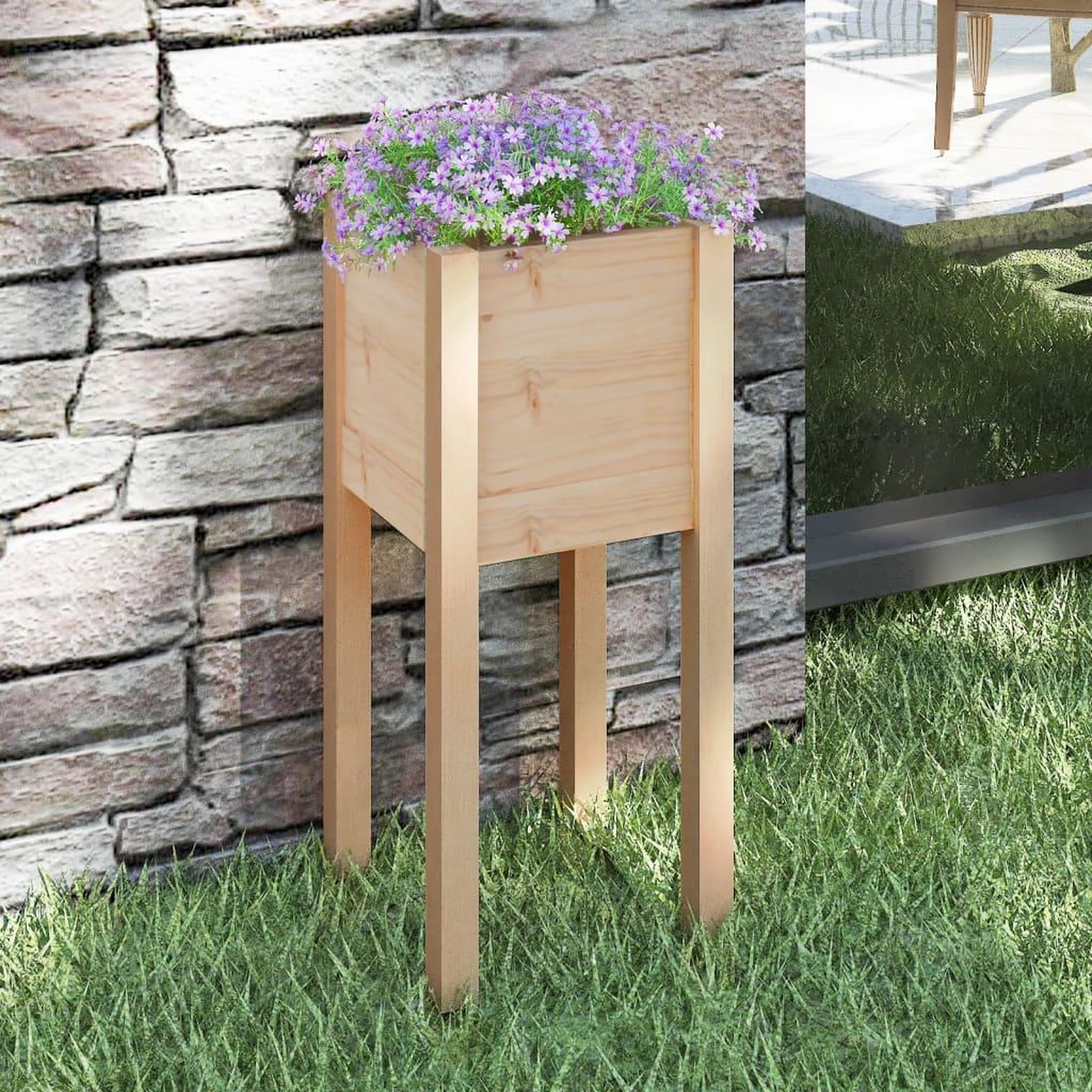 Voir la diapositive 1 : VIDAXL Jardiniere d'exterieur 31x31x70 cm bois de pin massif