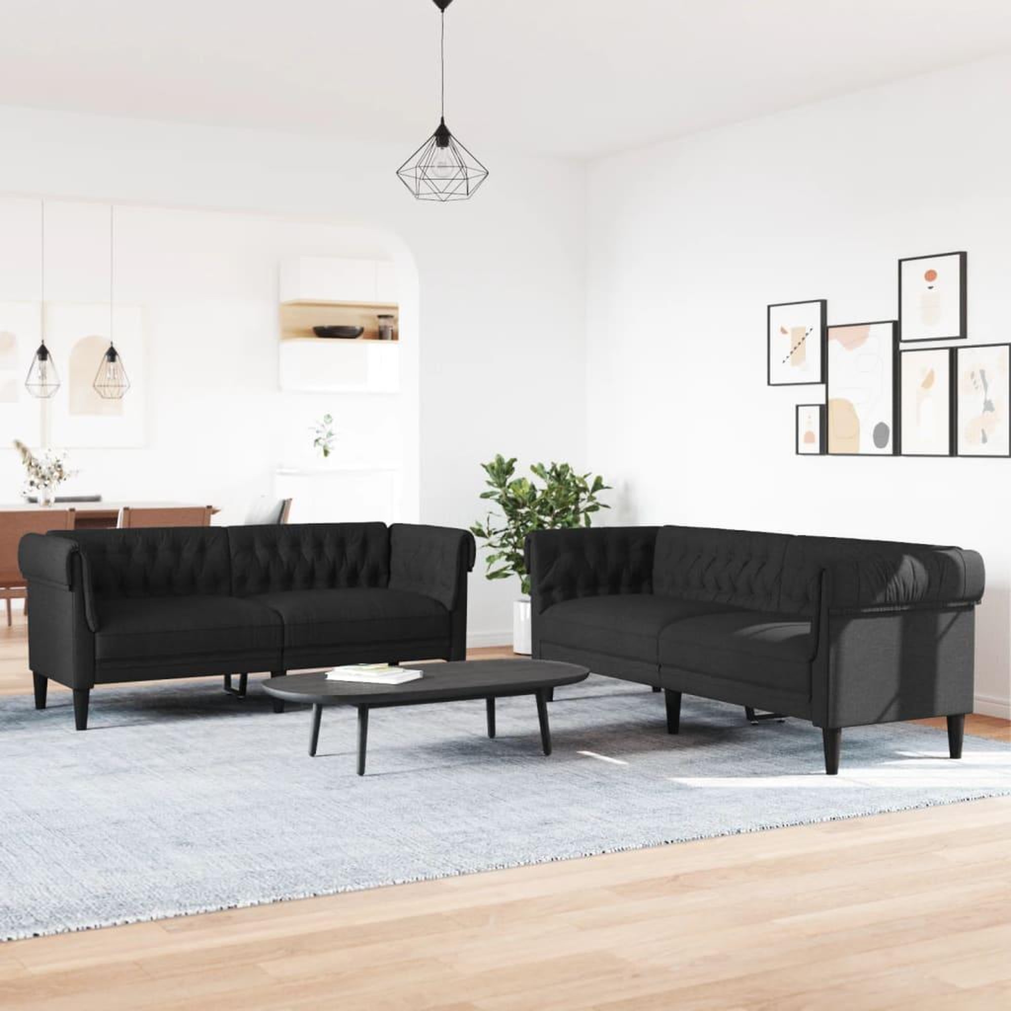 Voir la diapositive 3 : VIDAXL Ensemble de canapes 2 pcs noir tissu