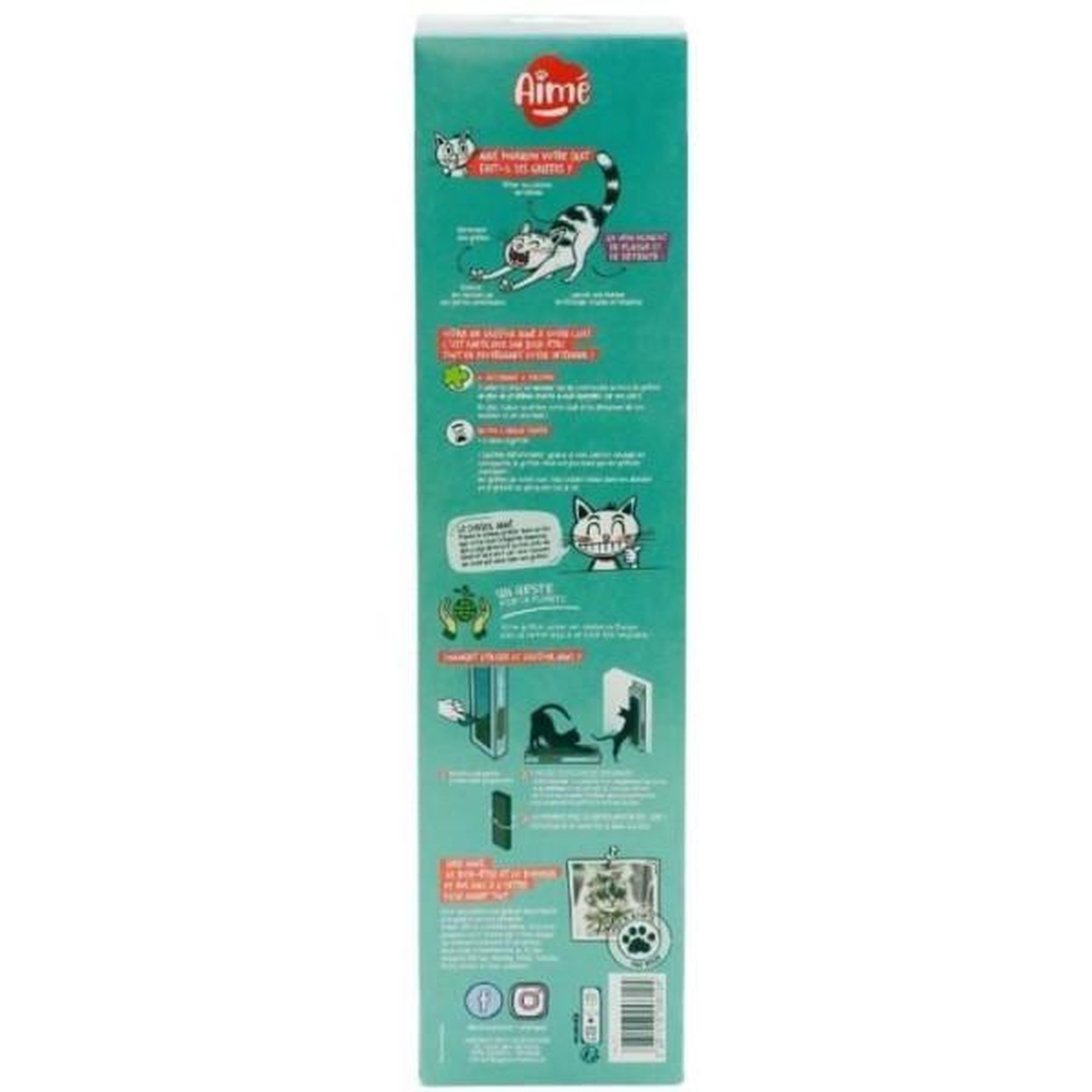 Voir la diapositive 3 : AIME Griffoire en carton - AIMÉ - Pour Chat, Planche a Gratter Double face Super Résistant et Longue Durée, Senteur Herbe a Chat