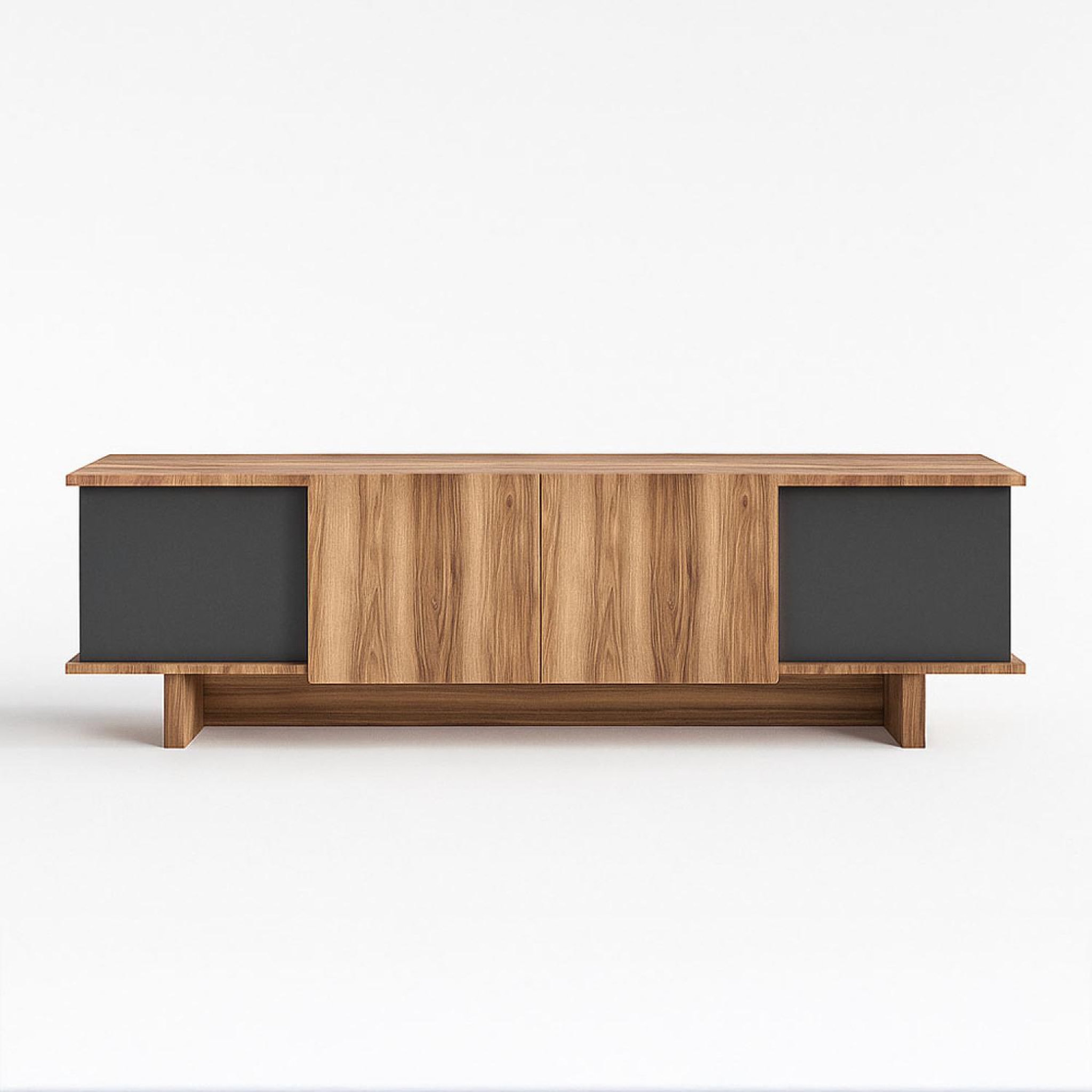 CONCEPT USINE Meuble tv design avec placards aspect bois et gris anthracite 180cm broni