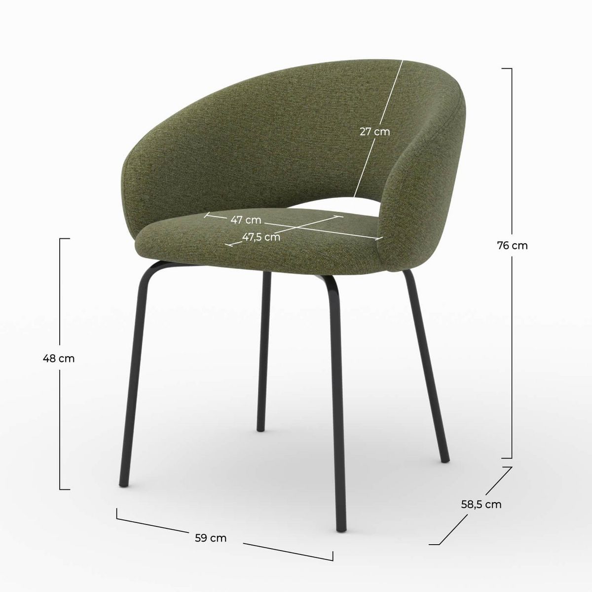 Rendez vous déco Chaise en tissu beige chiné et pieds noirs - Milly