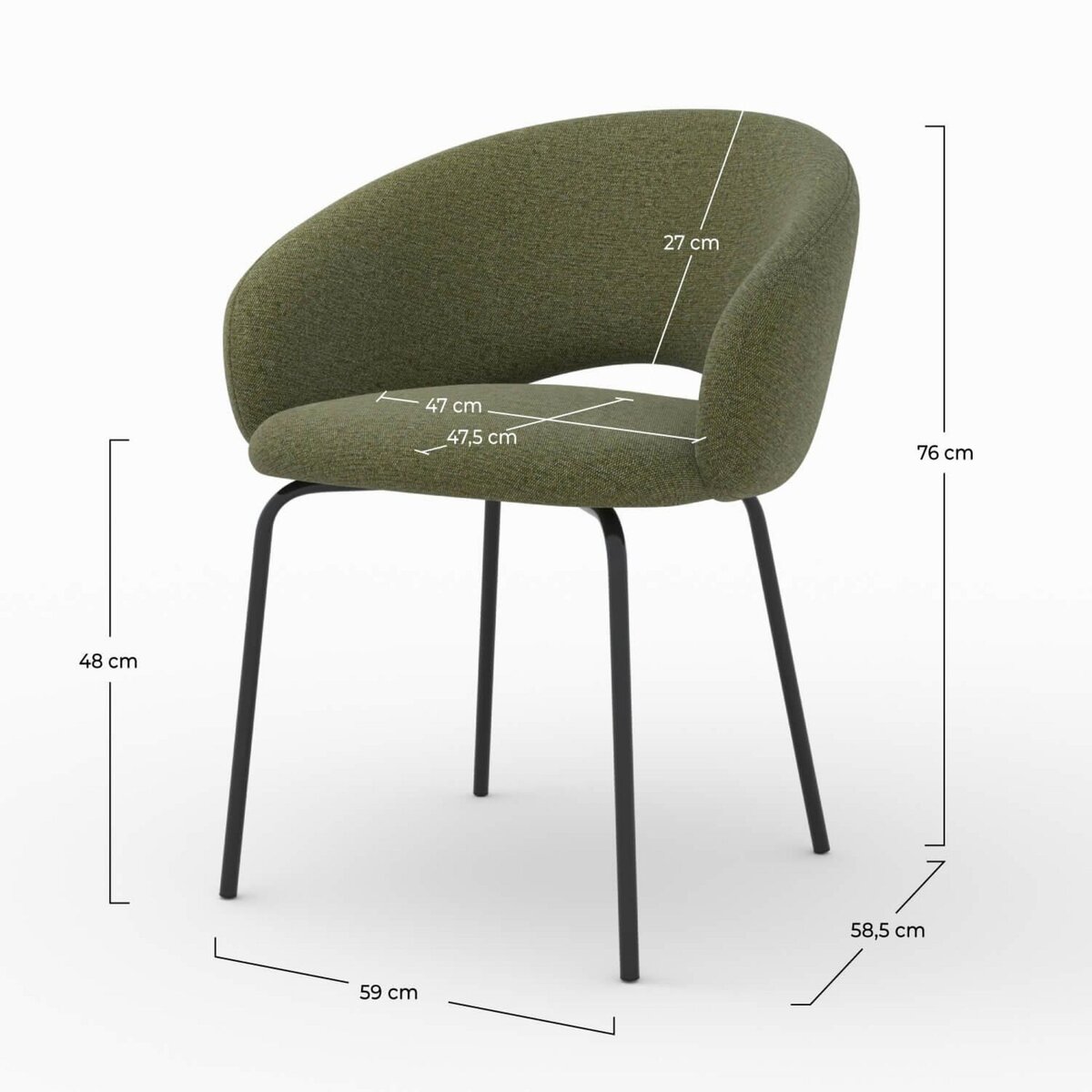 Rendez vous déco Chaise en tissu beige chiné et pieds noirs - Milly