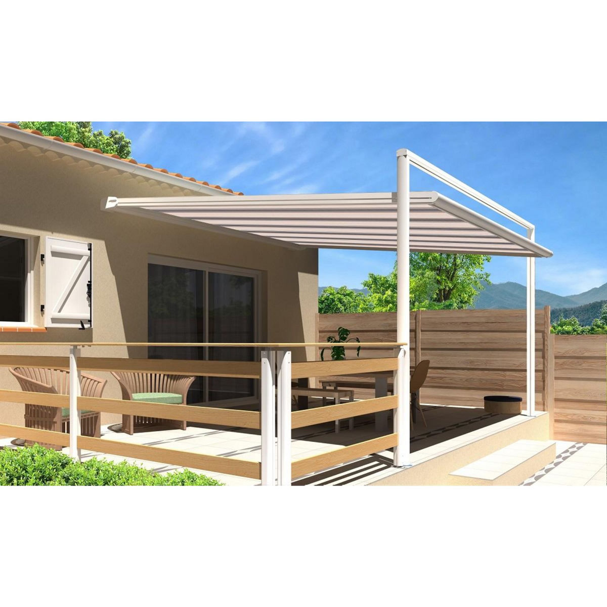 SUNSTYL Pergola blanche motorisée 3x3x2.5m MELODIE
