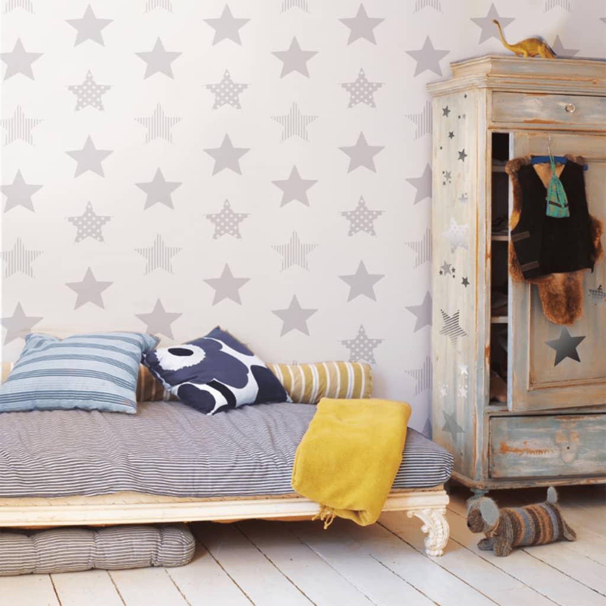 Voir la diapositive 4 : Noordwand Noordwand Papier peint Kids @ Home Superstar Argente et blanc