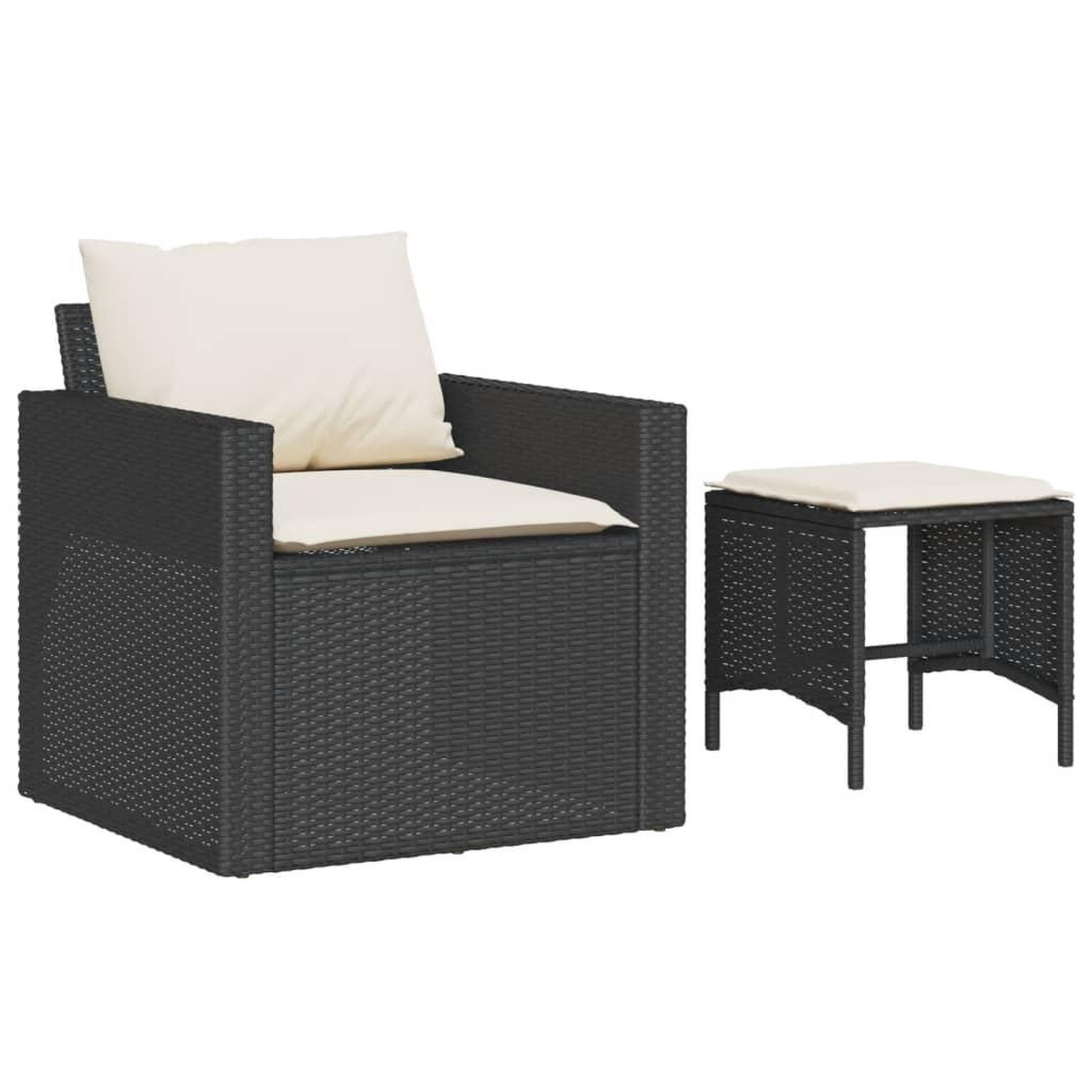 Voir la diapositive 3 : VIDAXL Salon de jardin 4 pcs avec coussins noir resine tressee