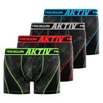 FREEGUN Lot de 4 Boxers homme Aktiv Sport surpiqûres colorées. Coloris disponibles : Noir